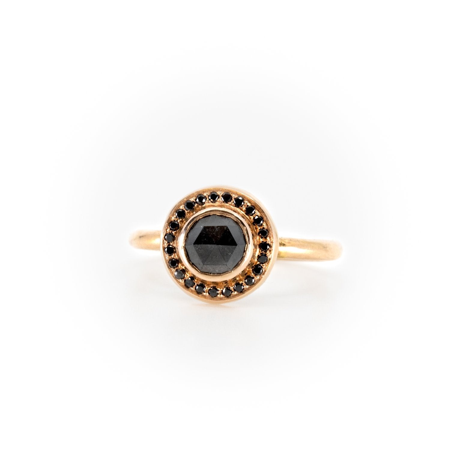 1 CARAT BLACK ROSE CUT DIAMOND ENGAGEMENT RING Hekate SETTING 18K ROSE GOLD - Machinations