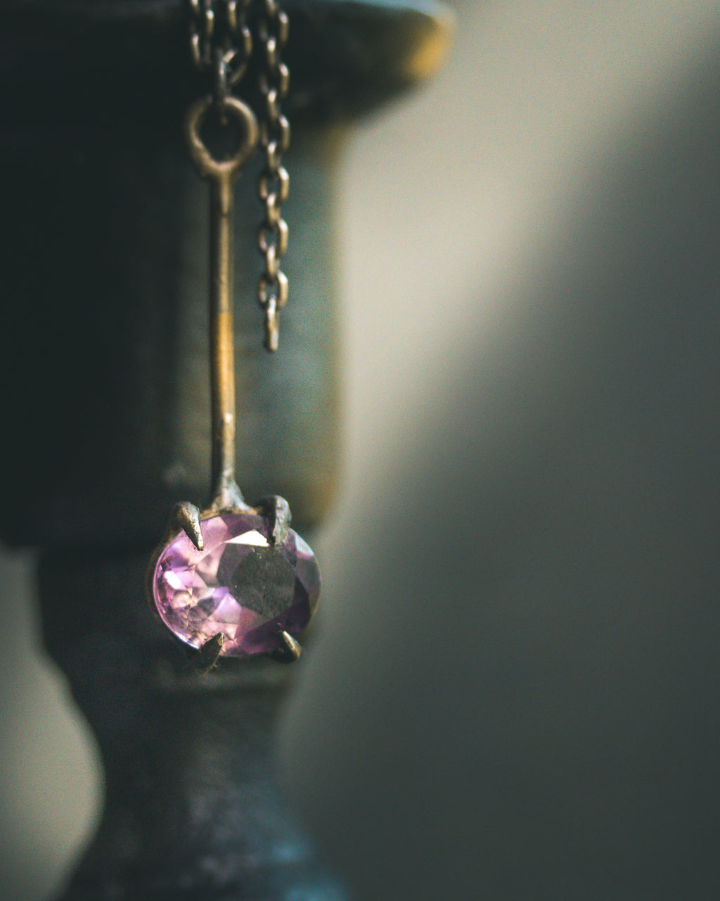 Divination Pendulum Necklace | Purple Amethyst | Sterling Silver Spiritual Charm | Talisman for Meditation & Ritual | Meteromance