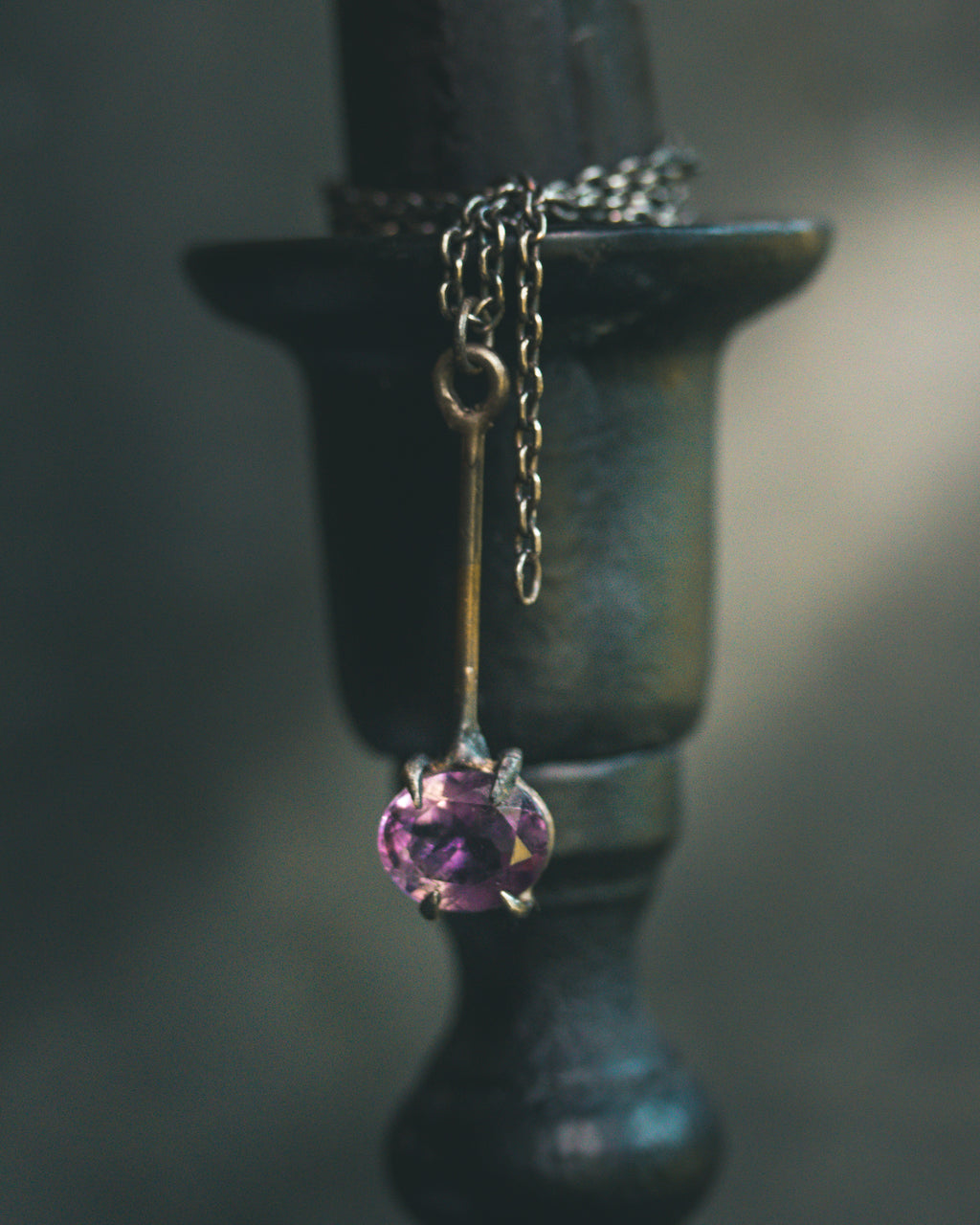 Divination Pendulum Necklace | Purple Amethyst | Sterling Silver Spiritual Charm | Talisman for Meditation & Ritual | Meteromance