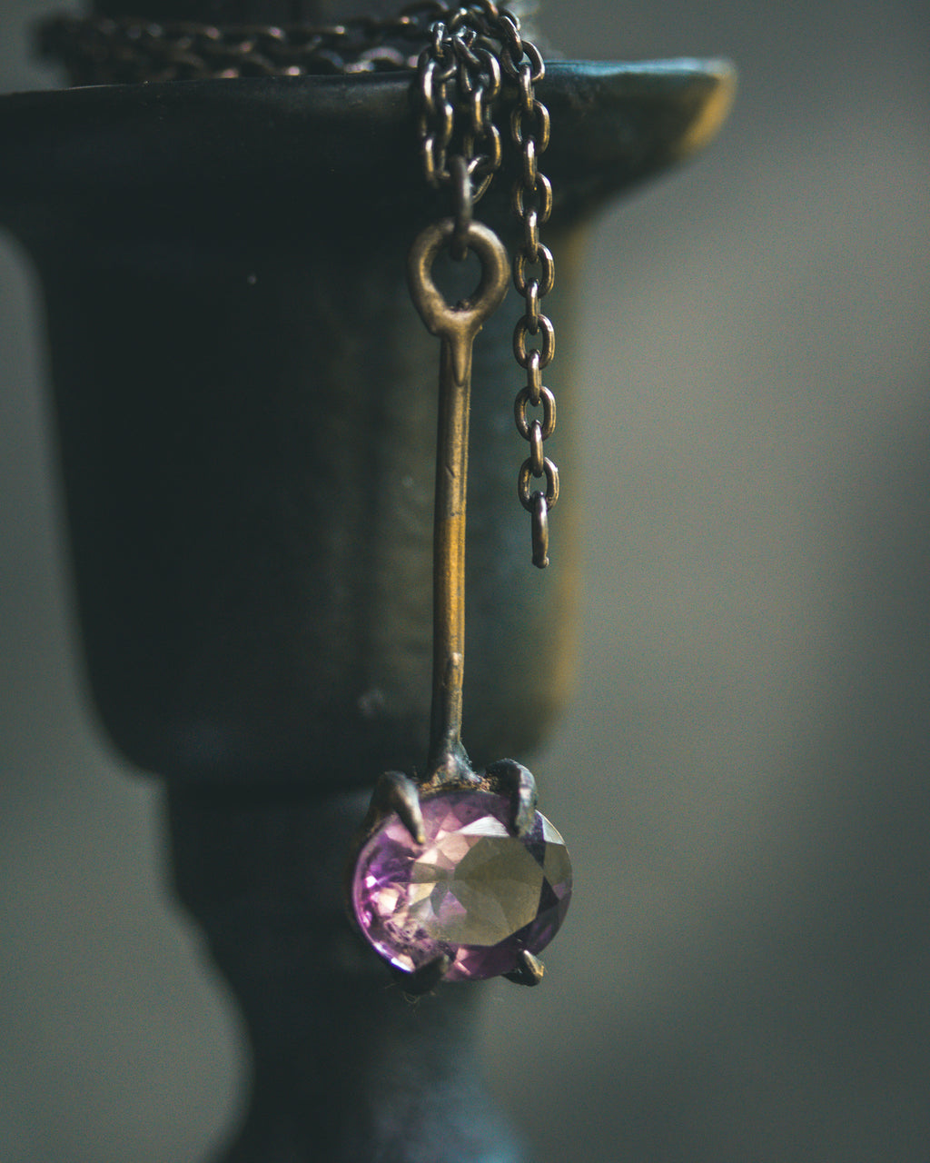 Divination Pendulum Necklace | Purple Amethyst | Sterling Silver Spiritual Charm | Talisman for Meditation & Ritual | Meteromance