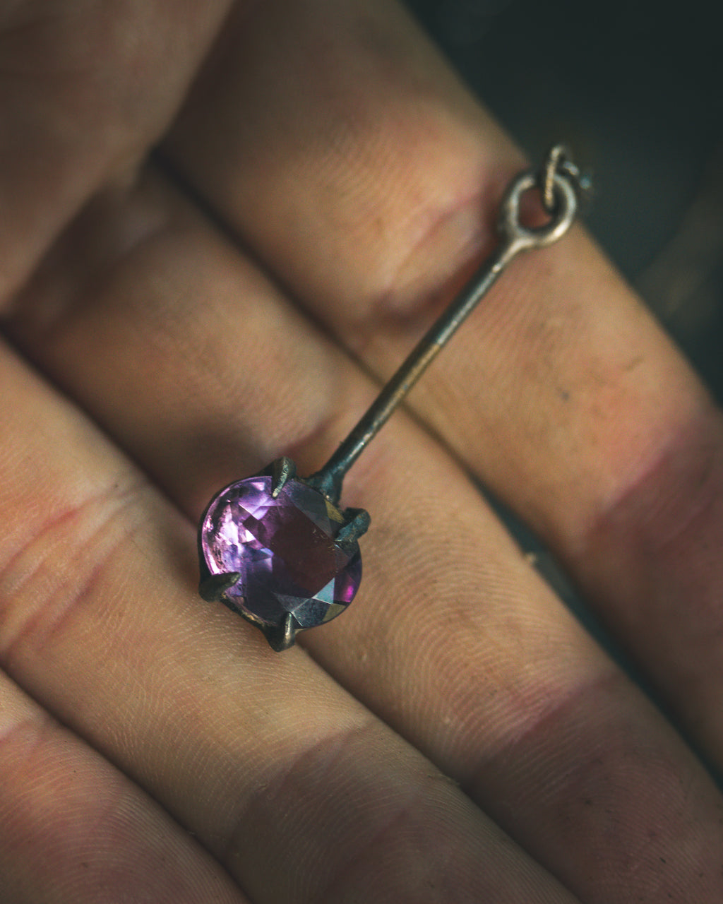 Divination Pendulum Necklace | Purple Amethyst | Sterling Silver Spiritual Charm | Talisman for Meditation & Ritual | Meteromance