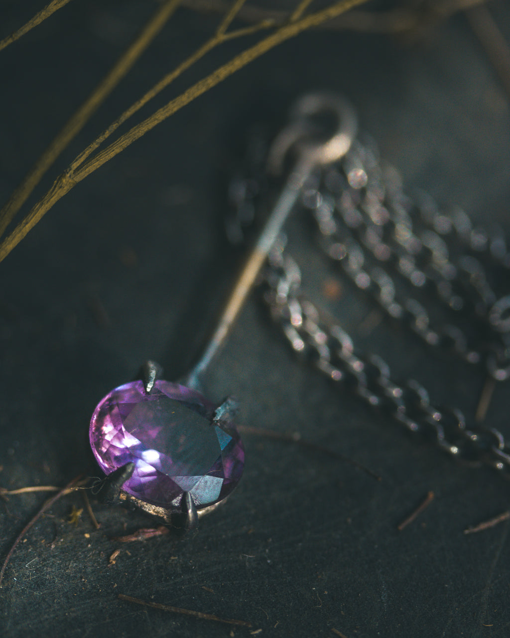 Divination Pendulum Necklace | Purple Amethyst | Sterling Silver Spiritual Charm | Talisman for Meditation & Ritual | Meteromance