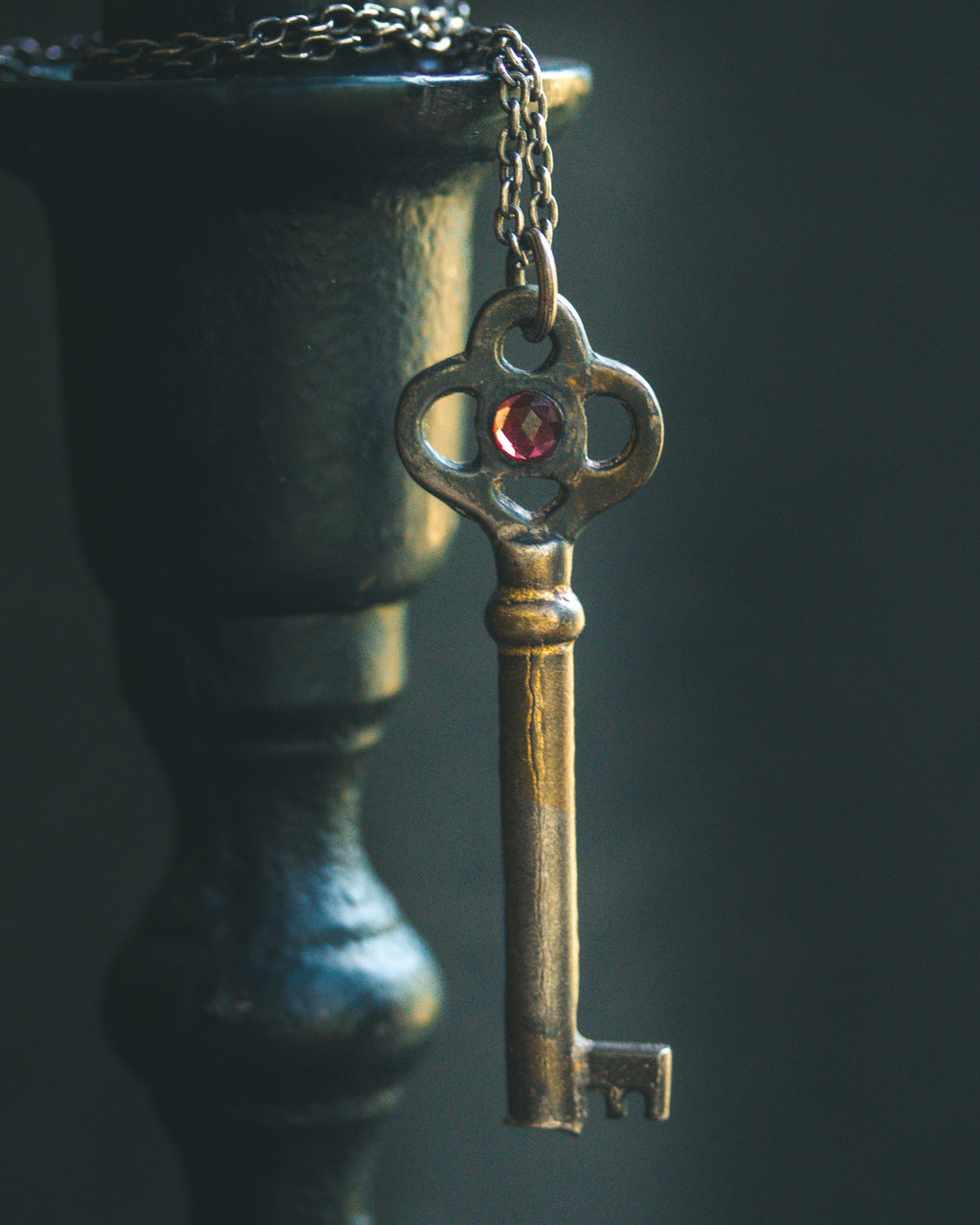 Hekate’s Crossroads Key with Almandine Garnet: A Symbol of Transformation, Passion, and the Power of Choice