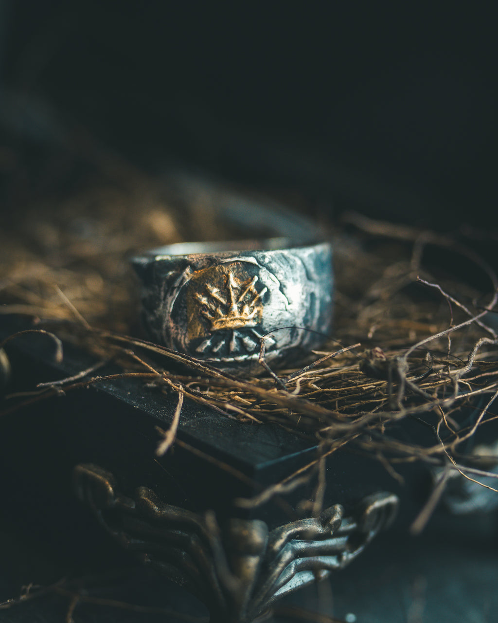Crown & Arrows Signet Ring