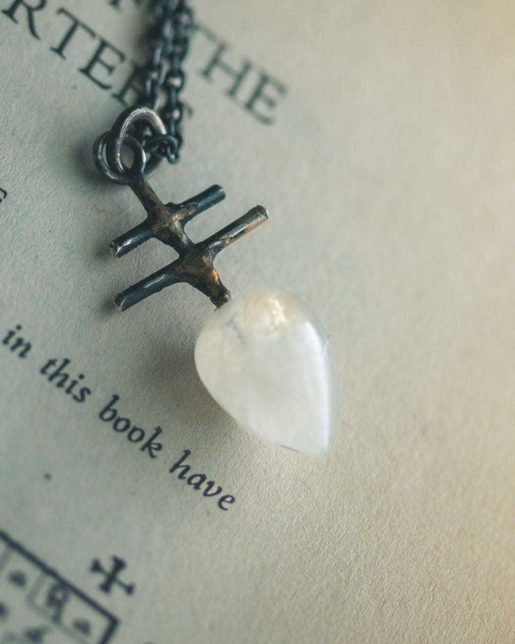Silver & Gold Leviathan Cross Pendant with Moonstone: A Symbol of Alchemy, Power & Intuition