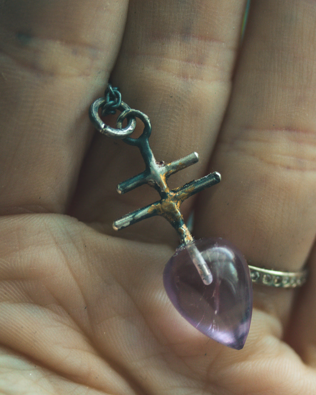 Silver & Gold Leviathan Cross Pendant with Amethyst: A Symbol of Alchemy, Power & Spiritual Divination
