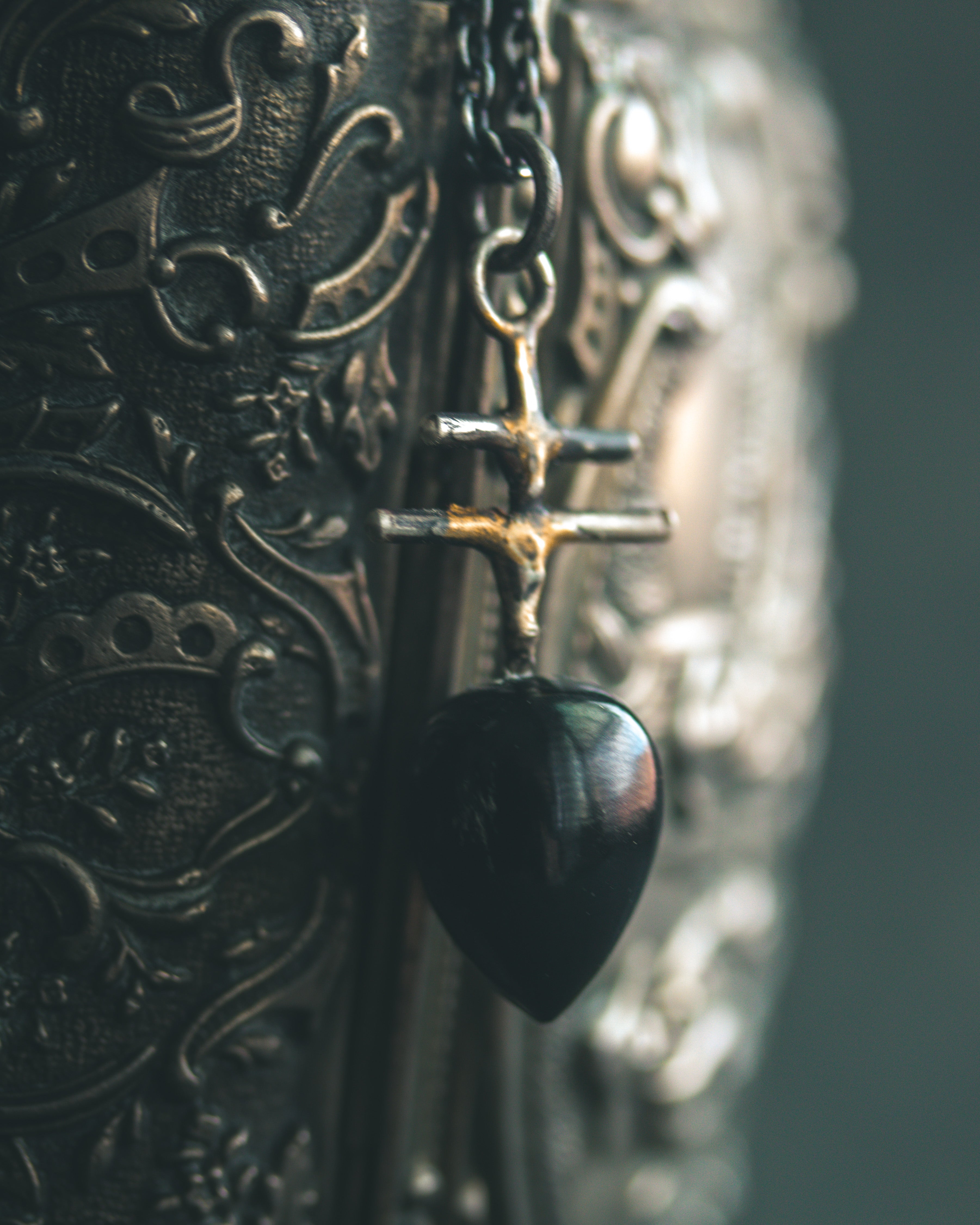 Silver & Gold Leviathan Cross Pendant with Black Spinel: A Symbol of Alchemy, Shadow Protection & Warrior Strength