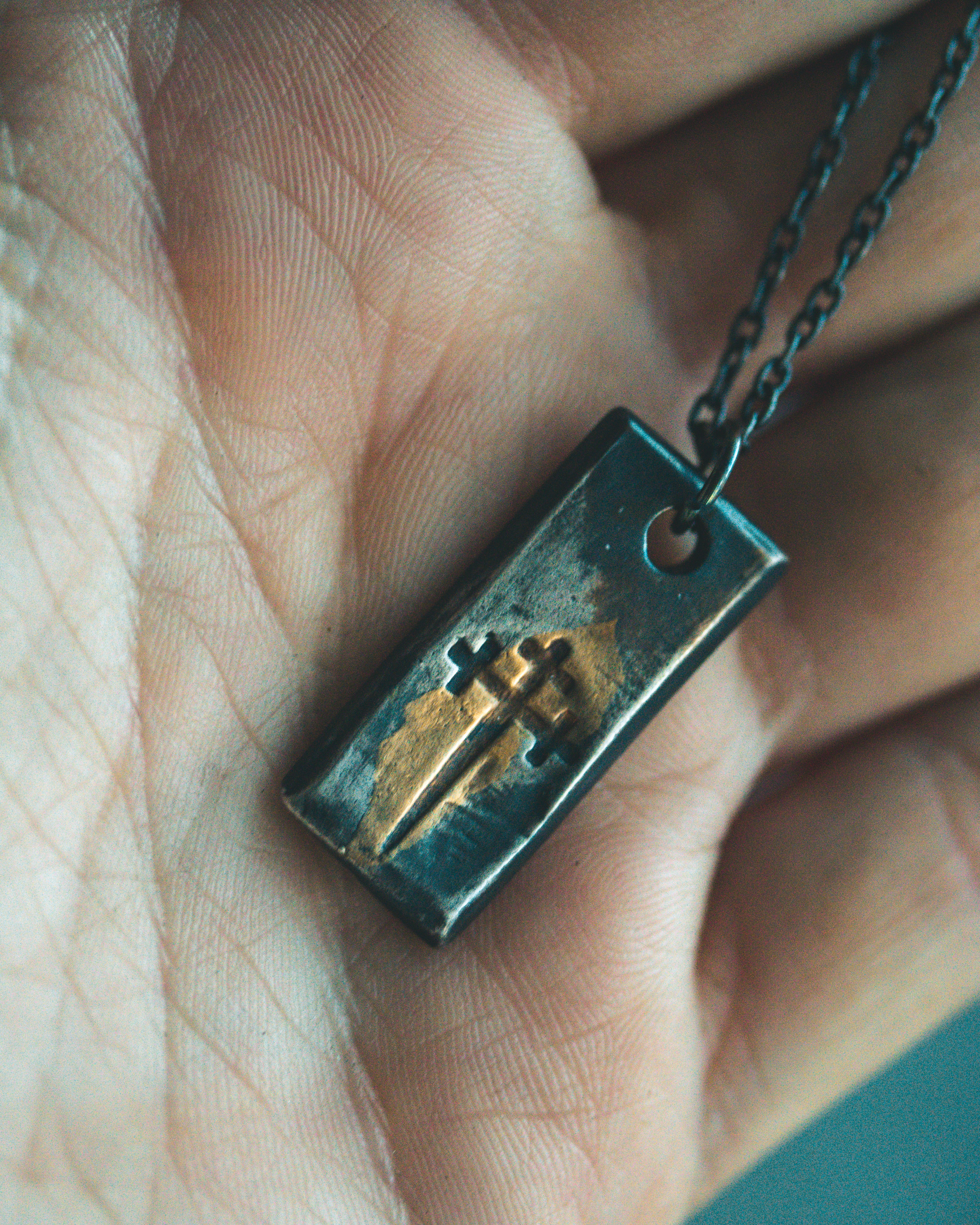 Sword of the Righteous Tag Necklace – Sterling Silver & 23K Gold | Talisman of Power, Discernment & Sacred Authority