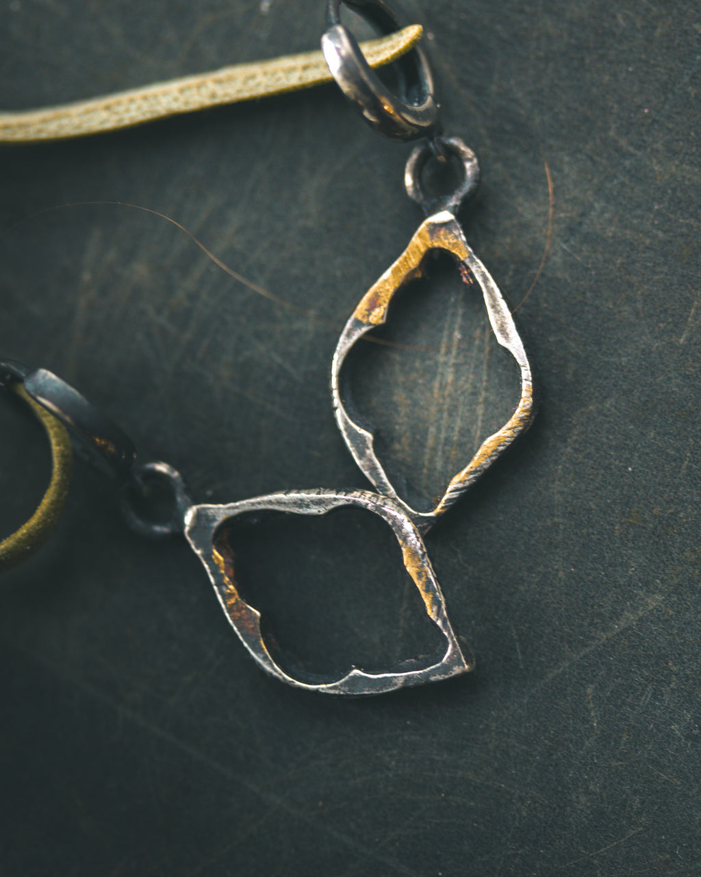 Divine Ruin Collection - Cathedral Fragment Earring| Sterling Silver & 23.5K Gold | Hand-Carved Relic of Memory, Mystery & Sacred Decay Earrings