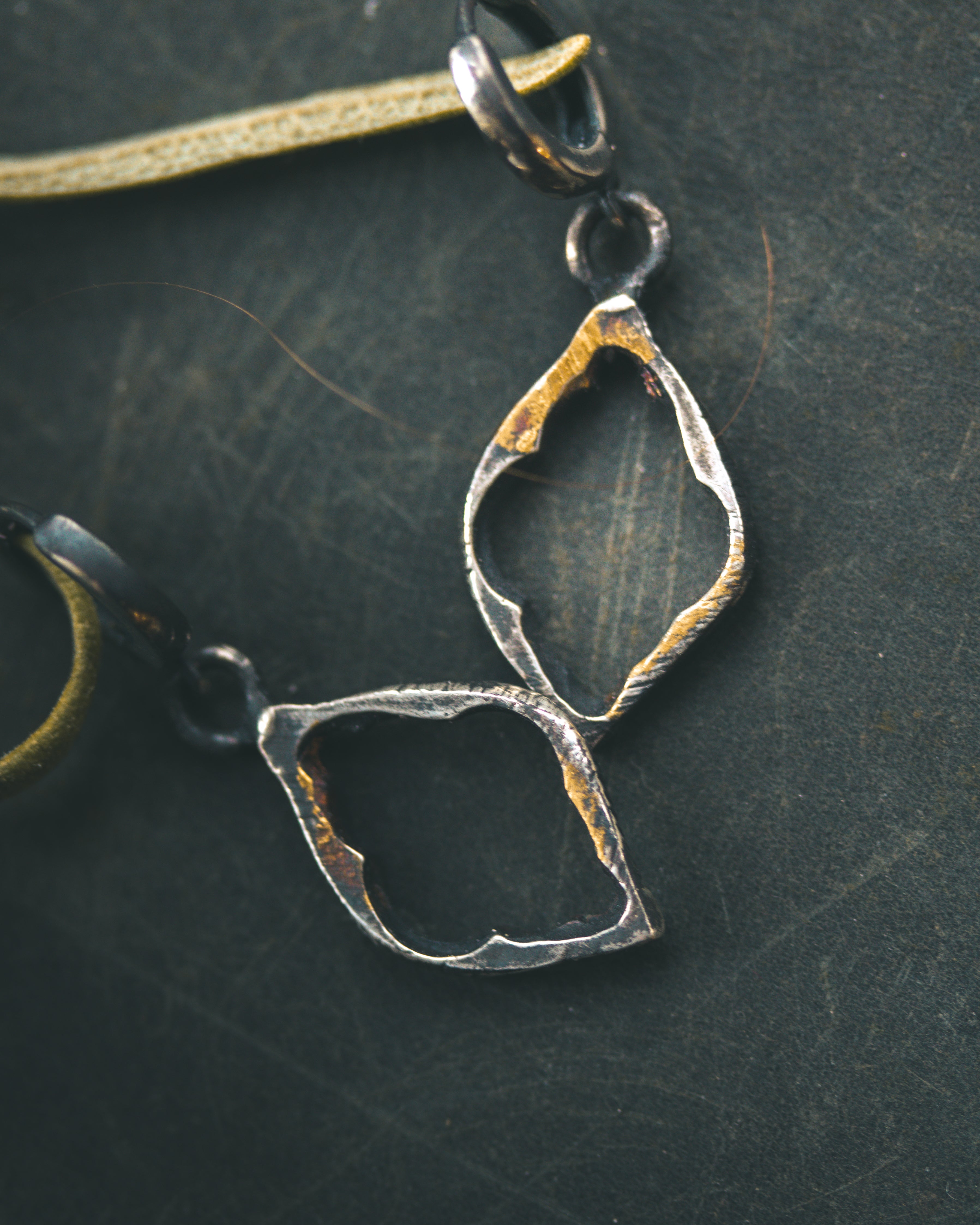 Divine Ruin Collection - Cathedral Fragment Earring| Sterling Silver & 23.5K Gold | Hand-Carved Relic of Memory, Mystery & Sacred Decay Earrings