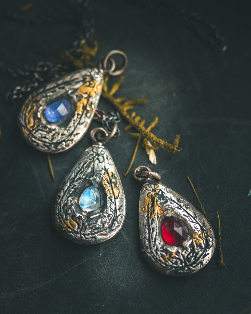 Yaga's Cabinet: Wheat & Flame Talisman | Sterling Silver | 23.5K Keum-boo Gold | Tanzanite