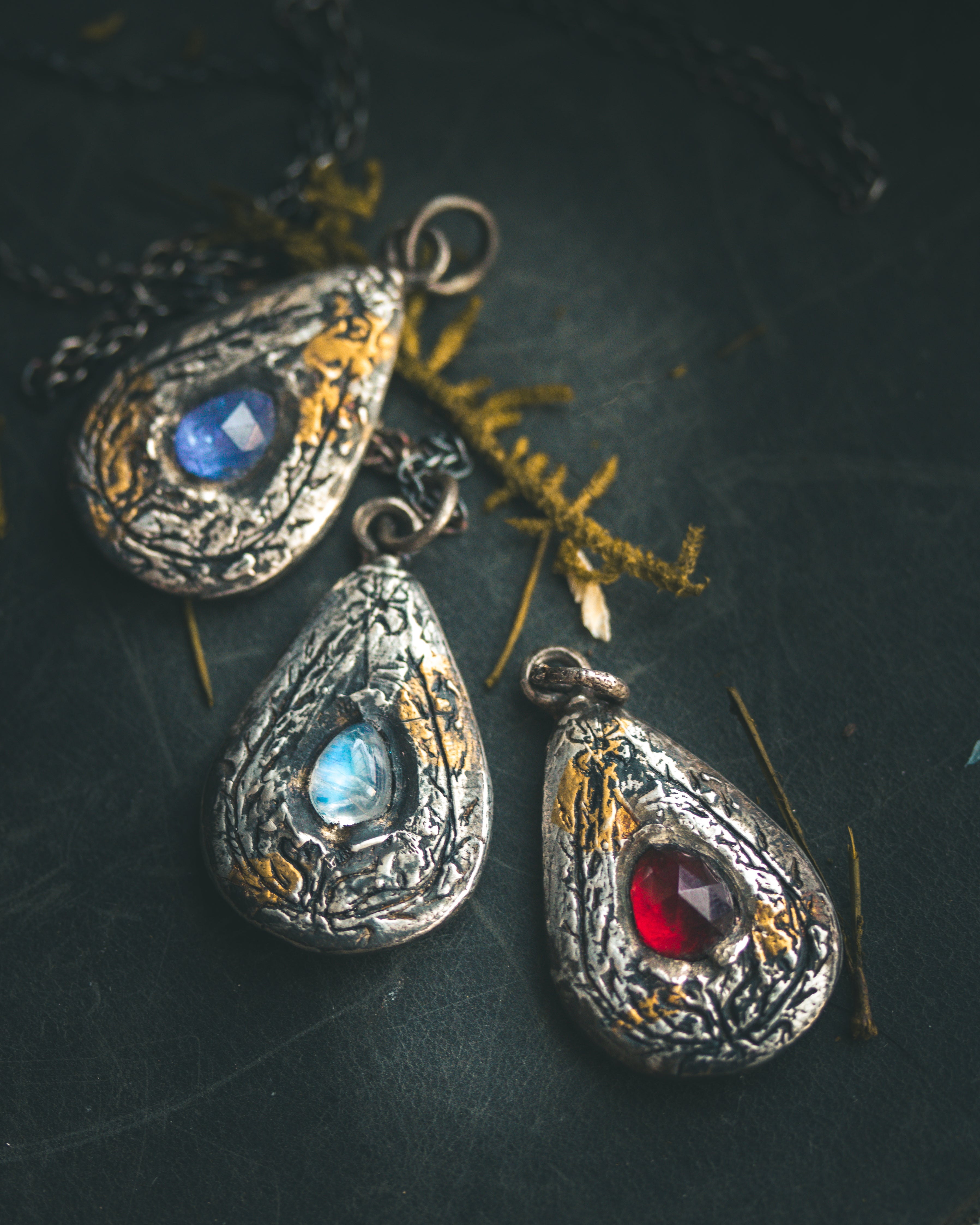 Yaga's Cabinet: Wheat & Flame Talisman | Sterling Silver | 23.5K Keum-boo Gold | Tanzanite