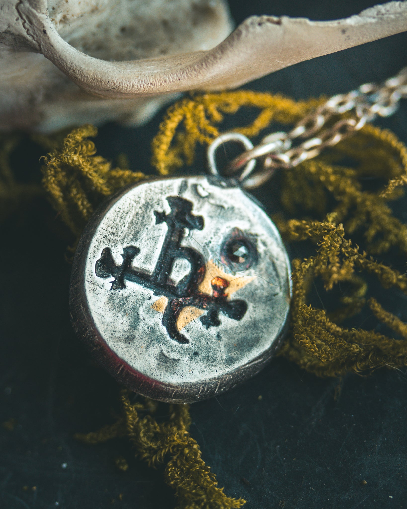 Lilith Symbol Charm — Sterling Silver & Black Diamond