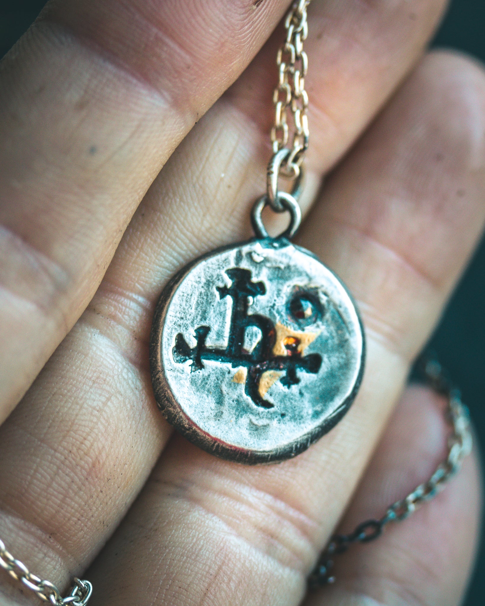 Lilith Symbol Charm — Sterling Silver & Black Diamond