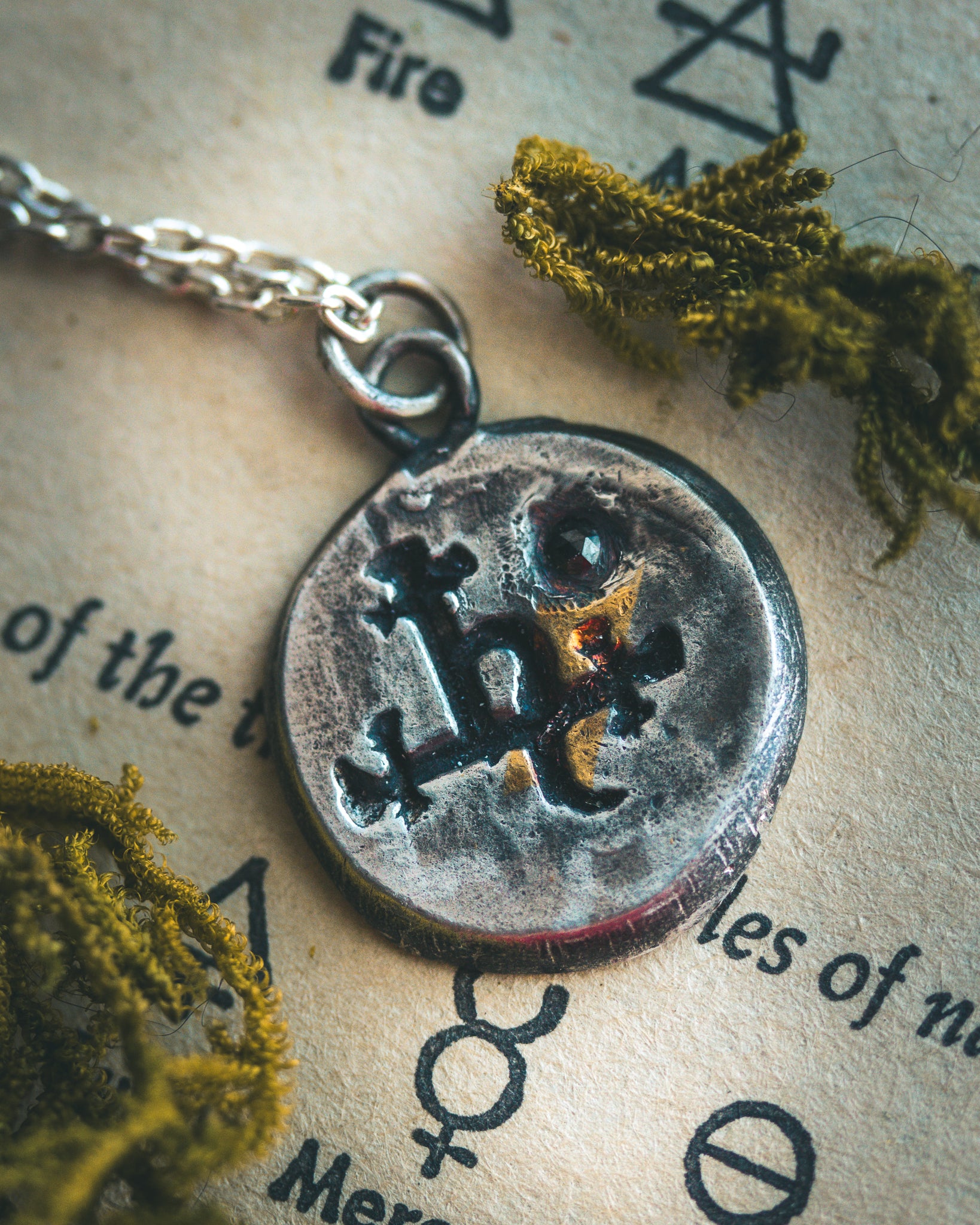 Lilith Symbol Charm — Sterling Silver & Black Diamond