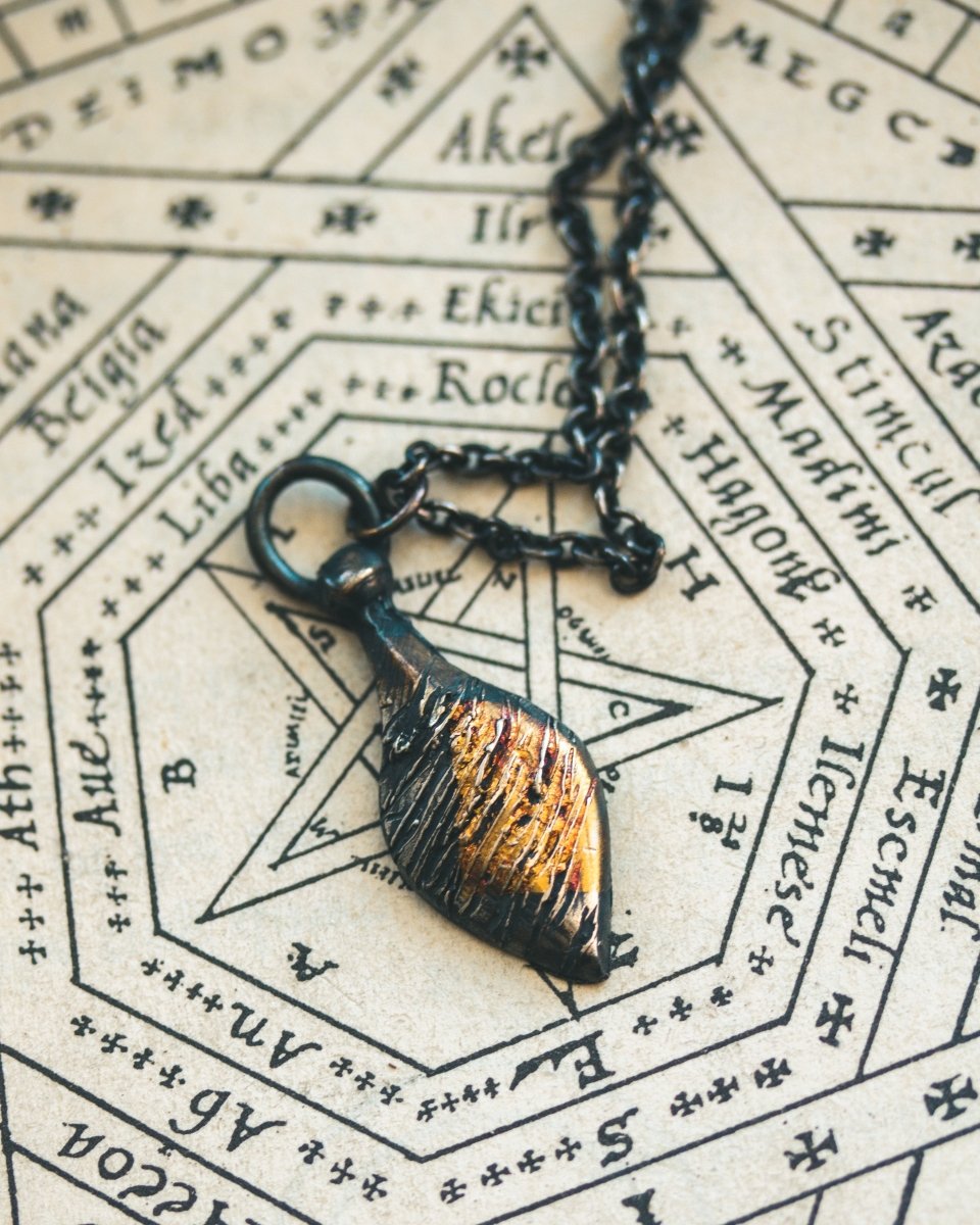 Ancient Echoes Collection: Timeless Amulet with Slashing Cut Mark Design – Handcrafted in Sterling Silver and 23.5K Gold - Machinations