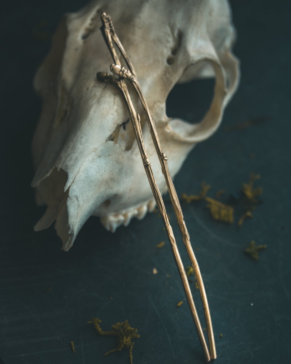 Apple Blossom Hair Pins – White Brass | Cast from a Winter Branch in Vermont - Machinations