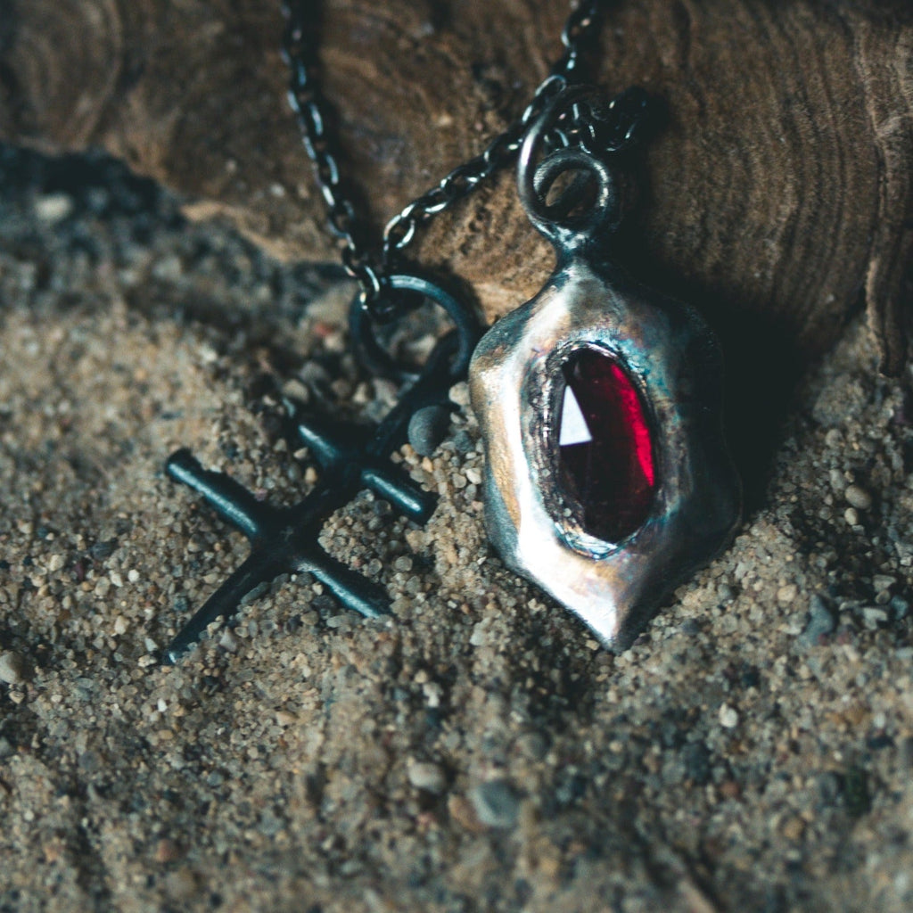 Beyond the vale Garnet limited edition oval rose cut Amulets - Machinations