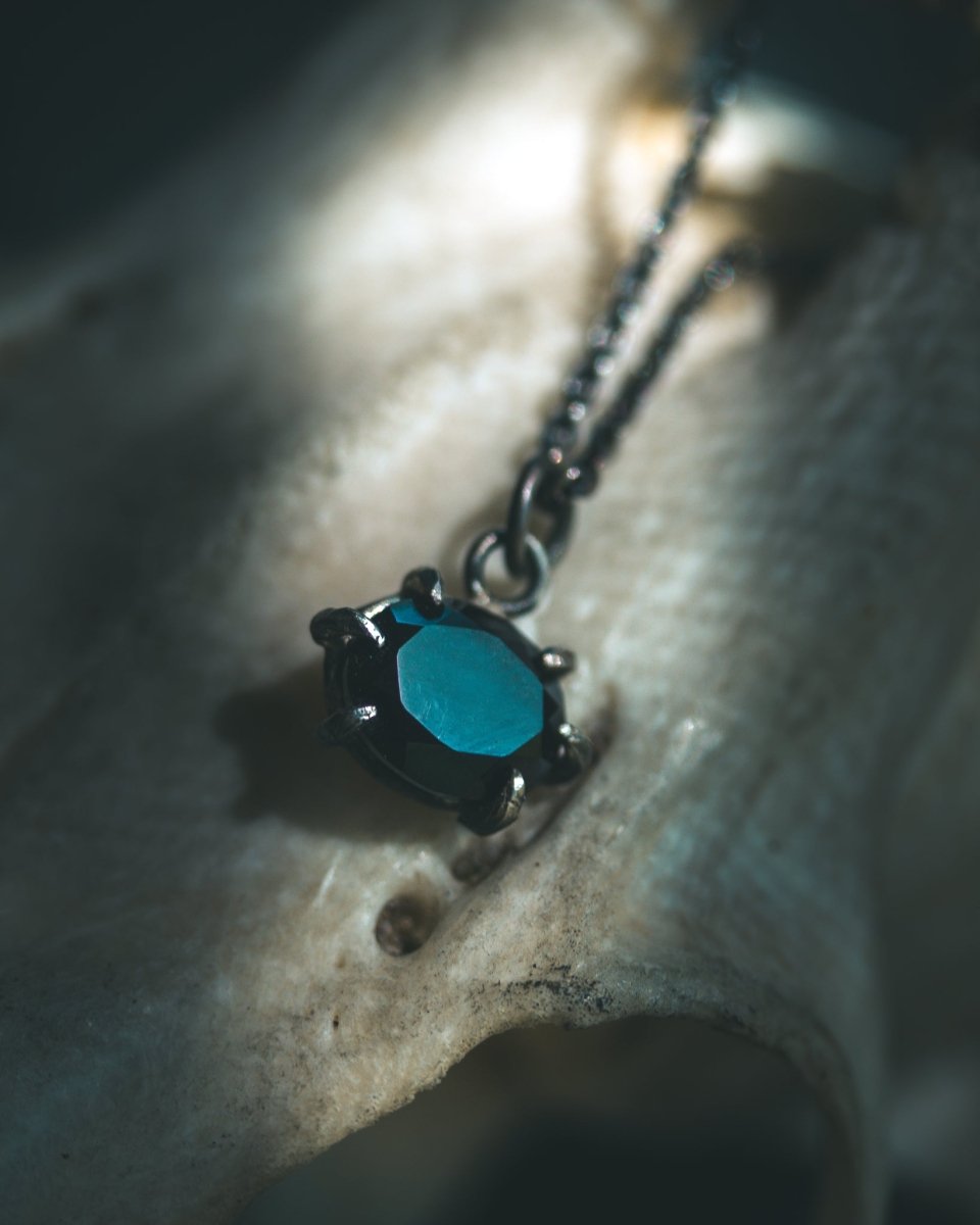 Black Spinel Pendant Necklace | 14K Gold & Blackened Silver | Meteoromance Collection | Gothic Necklace | Handmade NYC - Machinations
