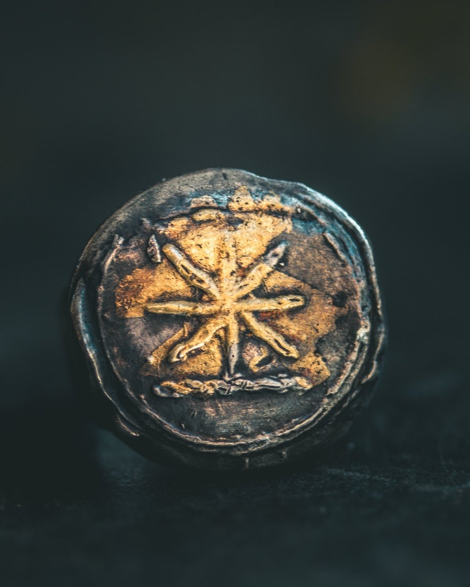Blazing Star Signet Ring – Sterling Silver & 23K Gold | Talisman of Purity, Divine Guidance, and Self - Fulfillment - Machinations