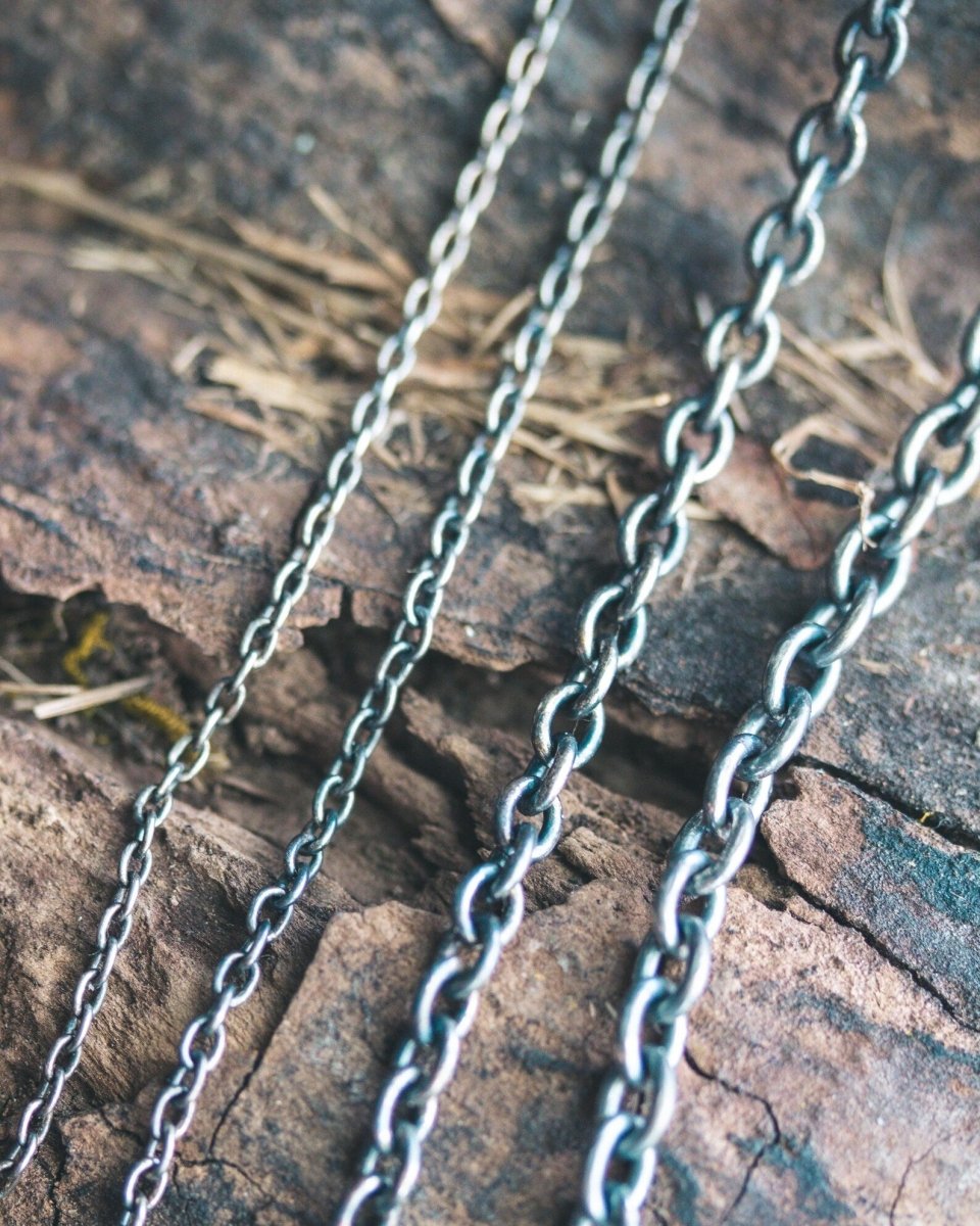 Custom Blackened Sterling Silver Chain 1.6 mm – Hand - Finished with 6mm Spring Clasp - Machinations