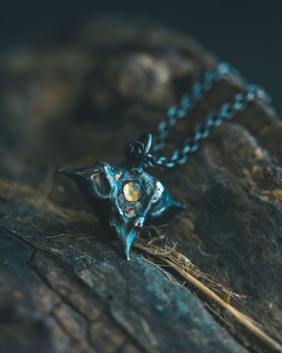 Devil Pods Charm with Cabochon Peridot – Sterling Silver & 23.5K Gold | Talisman for Protection & Transformation - Machinations