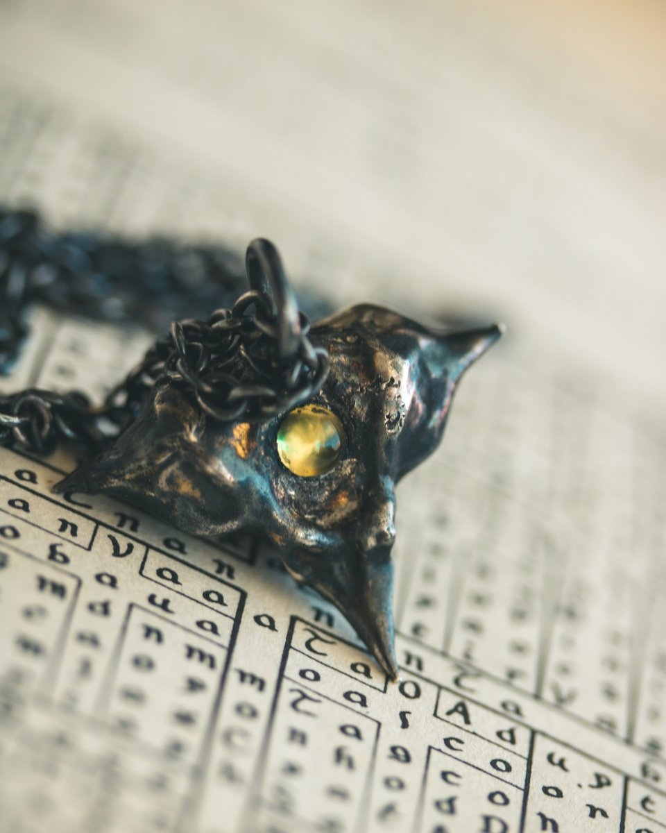 Devil Pods Charm with Cabochon Peridot – Sterling Silver & 23.5K Gold | Talisman for Protection & Transformation - Machinations