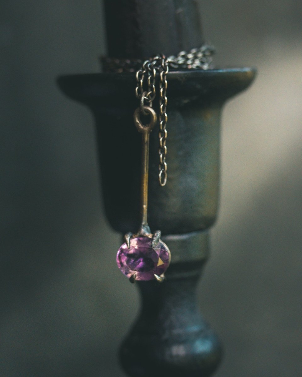 Divination Pendulum Necklace | Purple Amethyst | Sterling Silver Spiritual Charm | Talisman for Meditation & Ritual | Meteromance - Machinations