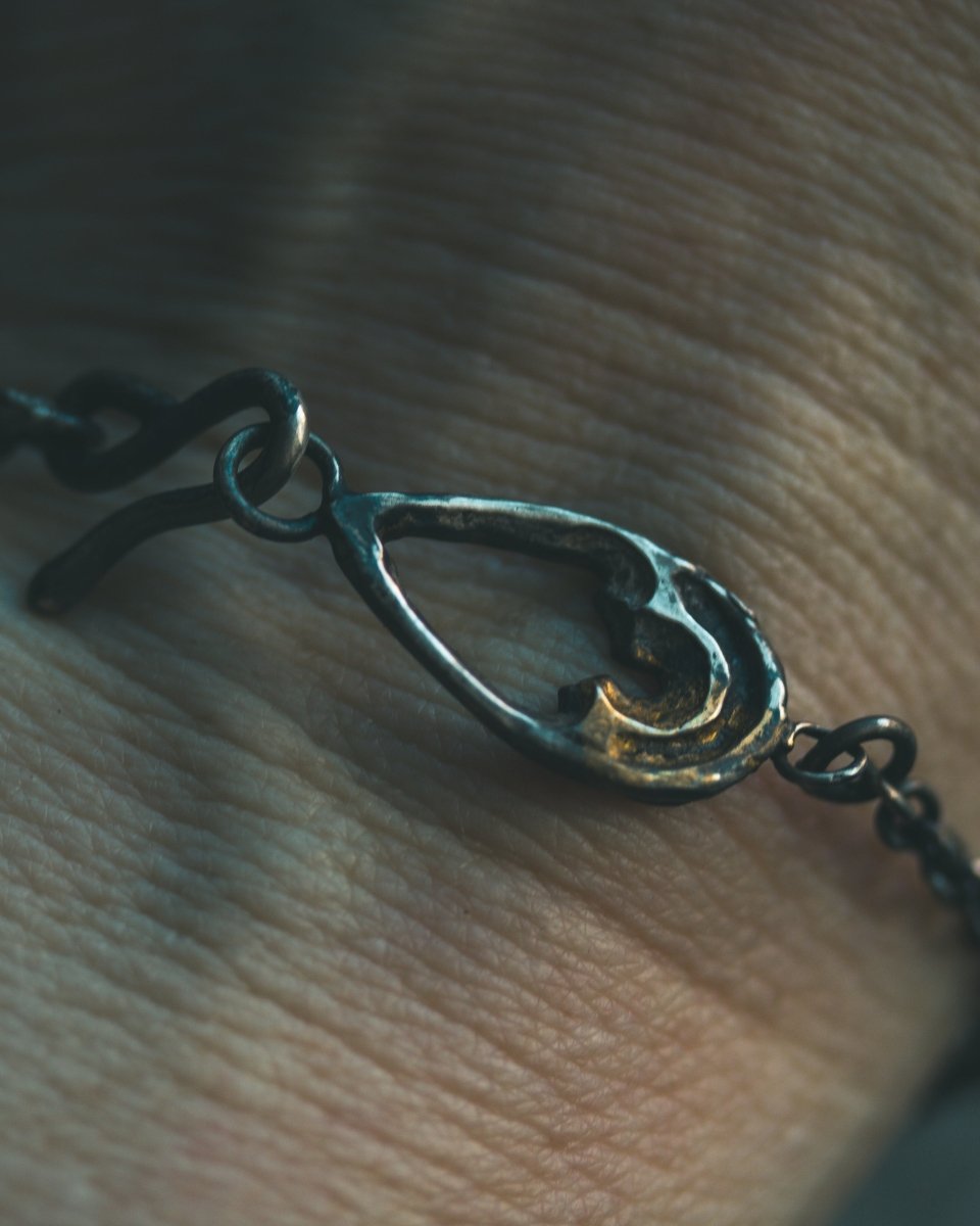 Divine Ruin Collection - Cathedral Fragment Bracelet | Sterling Silver & 23.5K Gold | 7 - Inch Sacred Relic Chain - Machinations