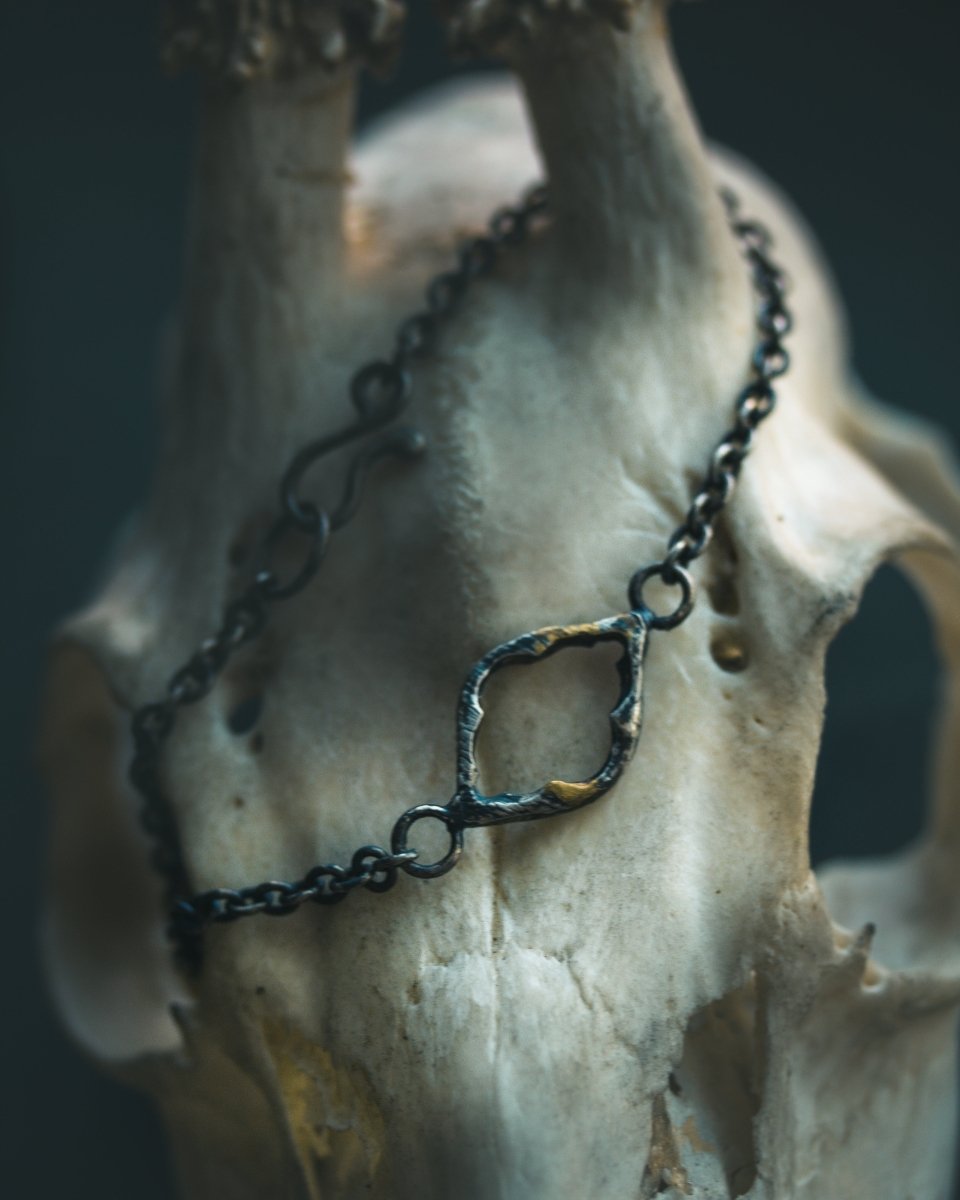 Divine Ruin Collection - Cathedral Fragment Bracelet | Sterling Silver & 23.5K Gold | 7 - Inch Sacred Relic Chain - Machinations