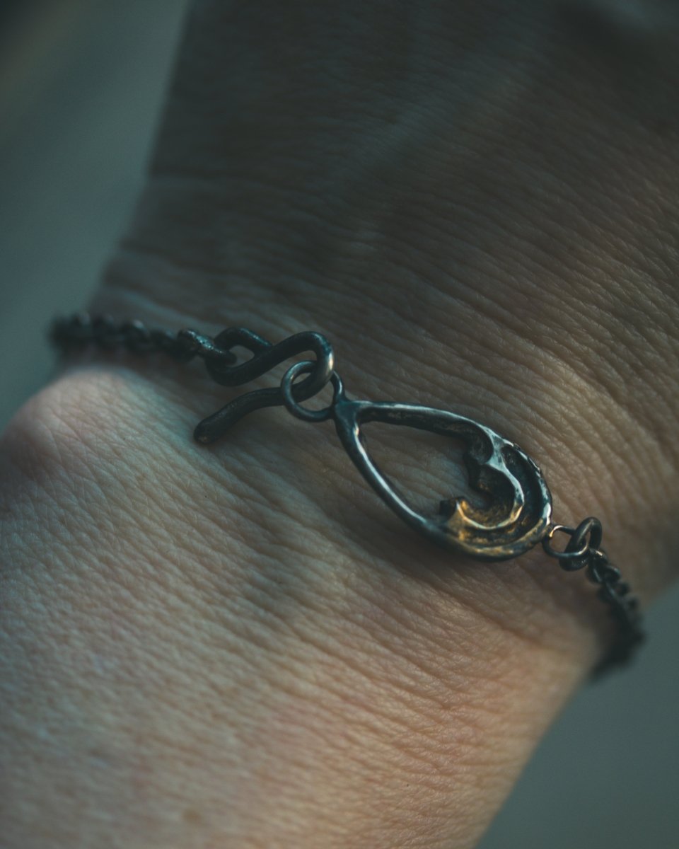 Divine Ruin Collection - Cathedral Fragment Bracelet | Sterling Silver & 23.5K Gold | 7 - Inch Sacred Relic Chain - Machinations