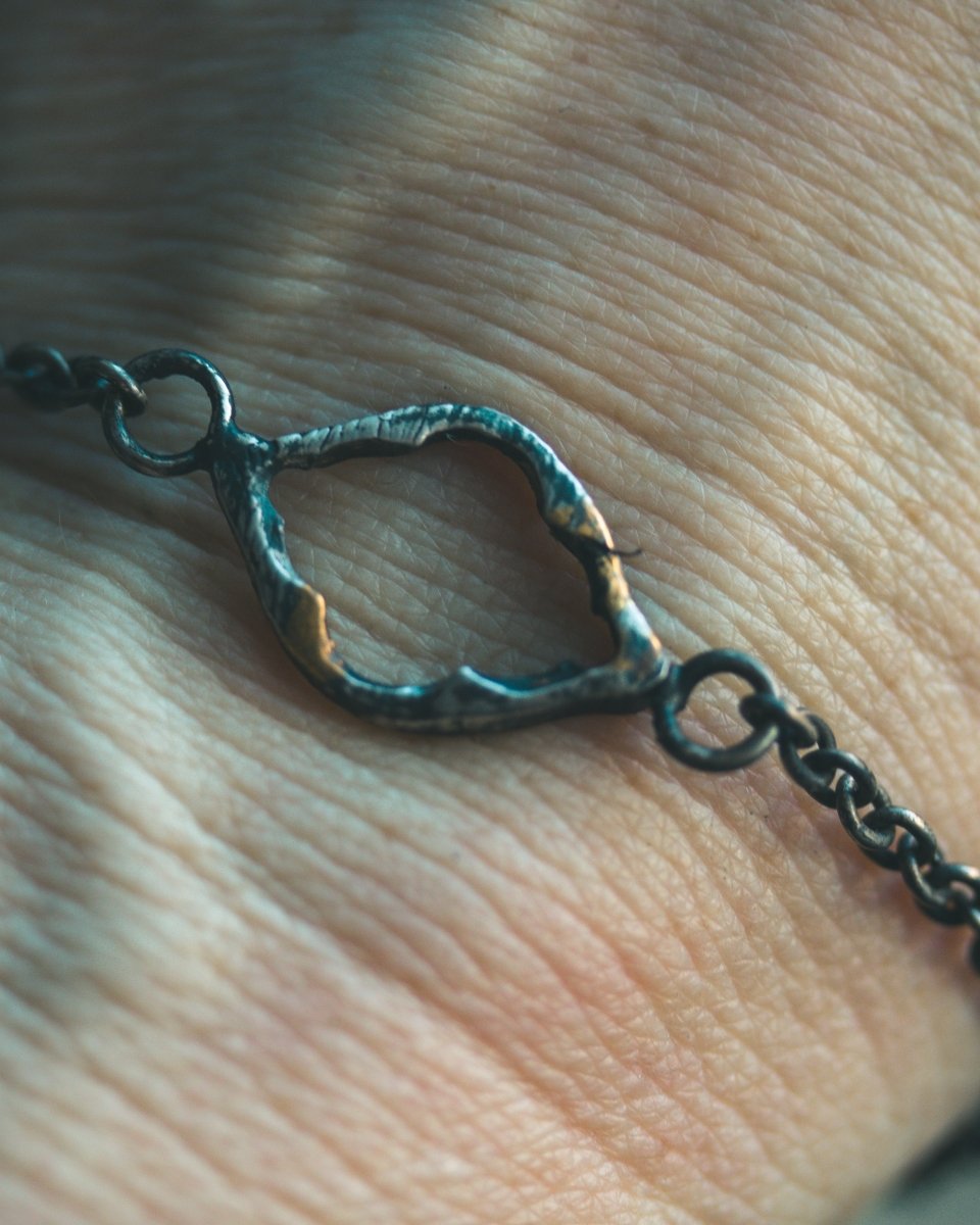 Divine Ruin Collection - Cathedral Fragment Bracelet | Sterling Silver & 23.5K Gold | 7 - Inch Sacred Relic Chain - Machinations