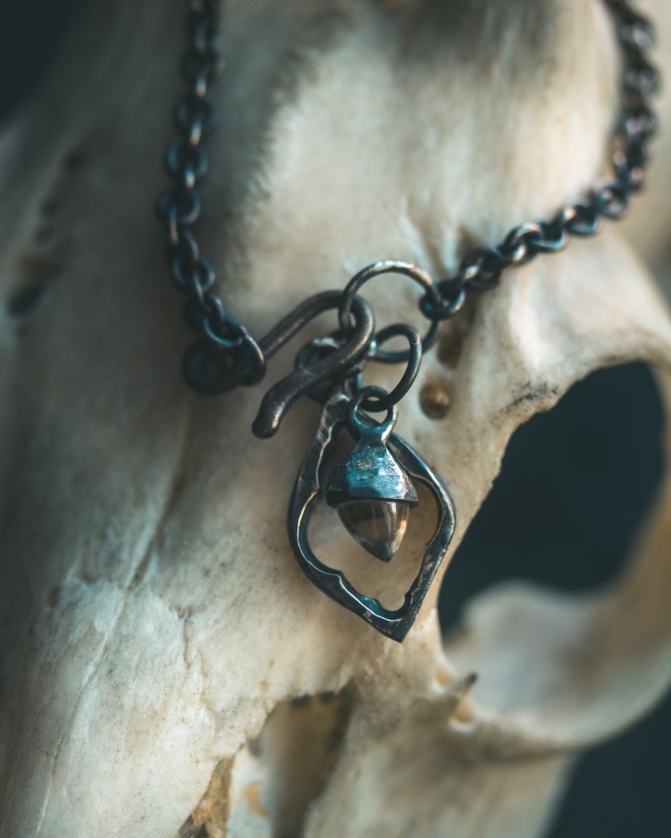 Divine Ruin Collection - Cathedral Fragment Bracelet with Rock Crystal | Sterling Silver & 23.5K Gold | 7 - Inch Sacred Relic Chain - Machinations