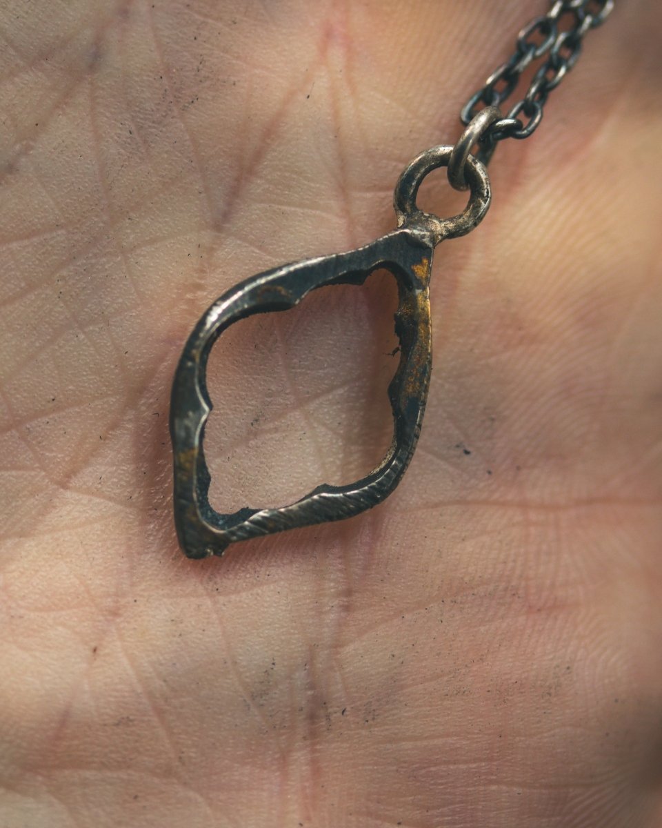 Divine Ruin Collection - Cathedral Fragment Pendant | Sterling Silver & 23.5K Gold | Hand - Carved Relic of Memory, Mystery & Sacred Decay - Machinations