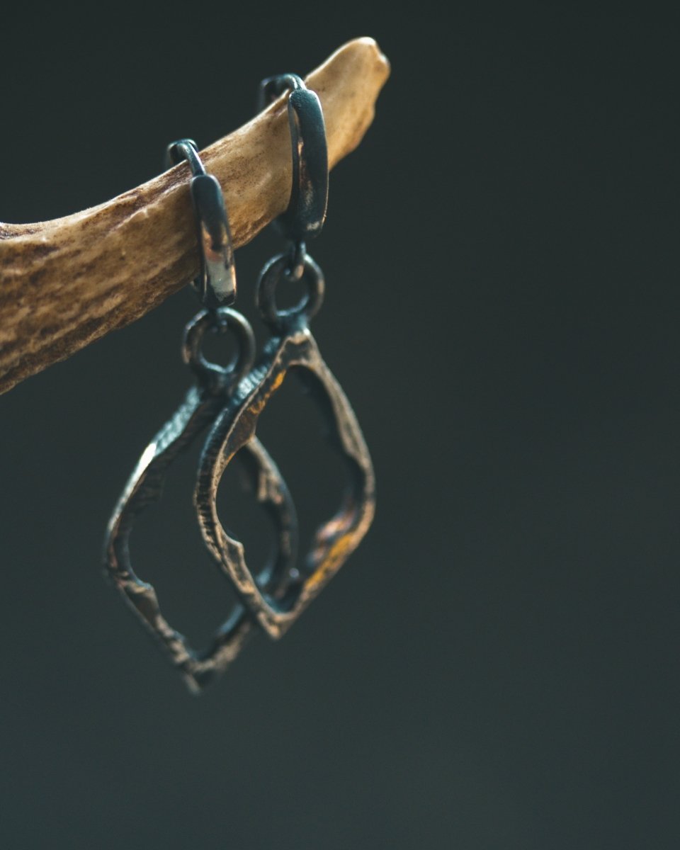 Divine Ruin Collection - Cathedral Fragment Pendant | Sterling Silver & 23.5K Gold | Hand - Carved Relic of Memory, Mystery & Sacred Decay Earrings - Machinations