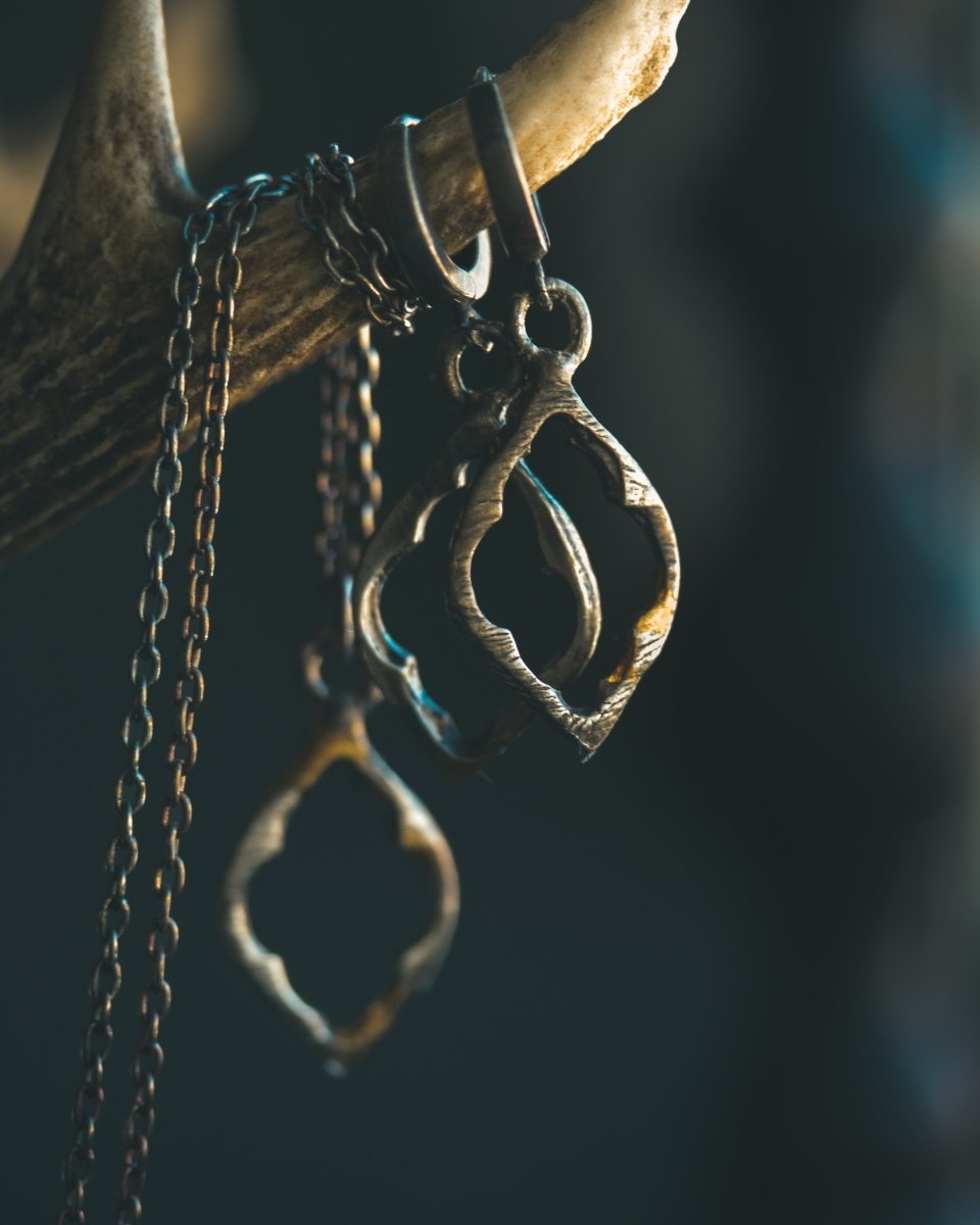 Divine Ruin Collection - Cathedral Fragment Pendant | Sterling Silver & 23.5K Gold | Hand - Carved Relic of Memory, Mystery & Sacred Decay Earrings - Machinations