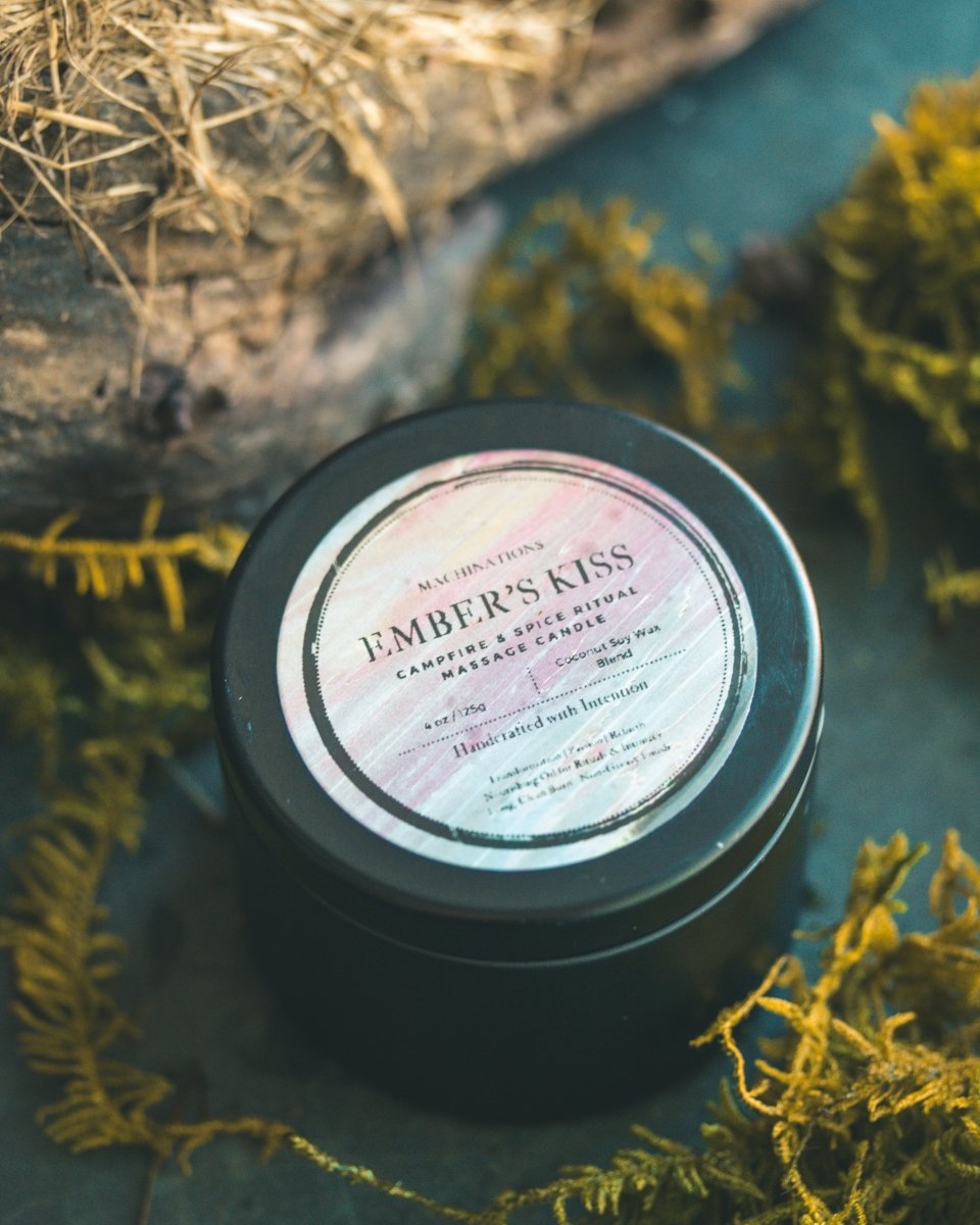 Ember's Kiss: Campfire & Spice Ritual Massage Candle – Ignite Transformation & Desire - Machinations