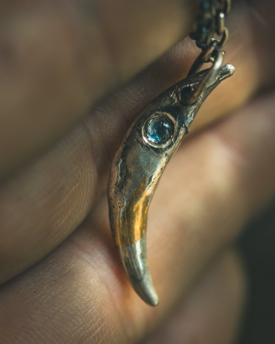 Fox Fang Pendant with Rainbow Moonstone Cabocho - Machinations