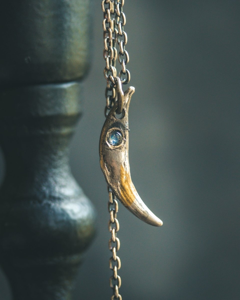 Fox Fang Pendant with Rainbow Moonstone Cabocho - Machinations