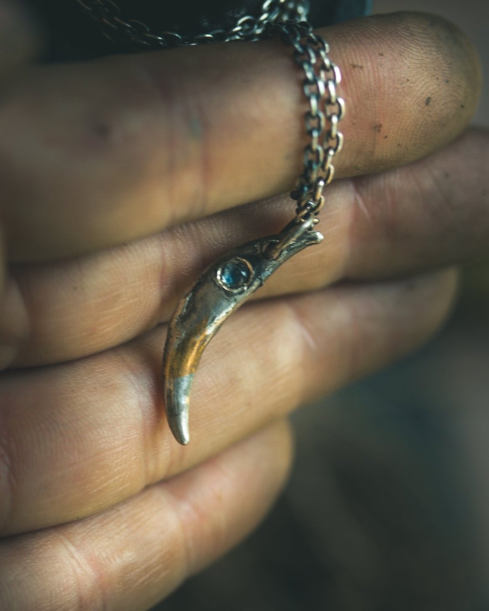 Fox Fang Pendant with Rainbow Moonstone Cabocho - Machinations