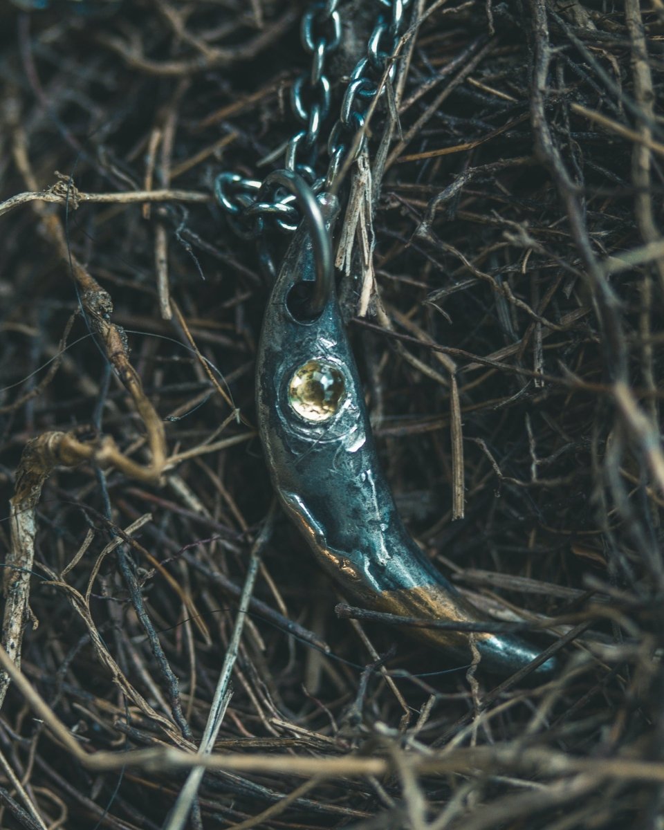 Fox Fang Pendant with Rose - Cut Sphene - Machinations
