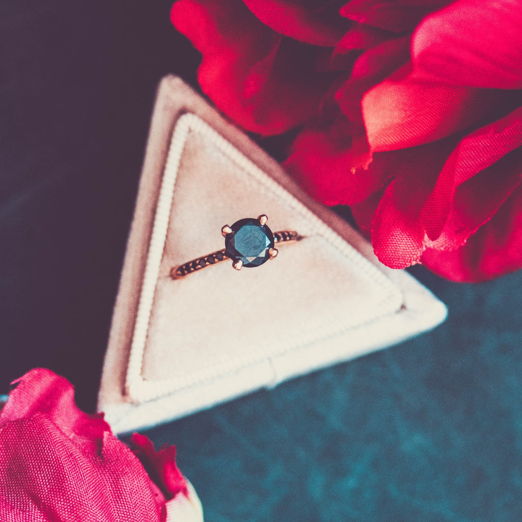 Freya, 1 carat Black Diamond Engagement Ring - Machinations