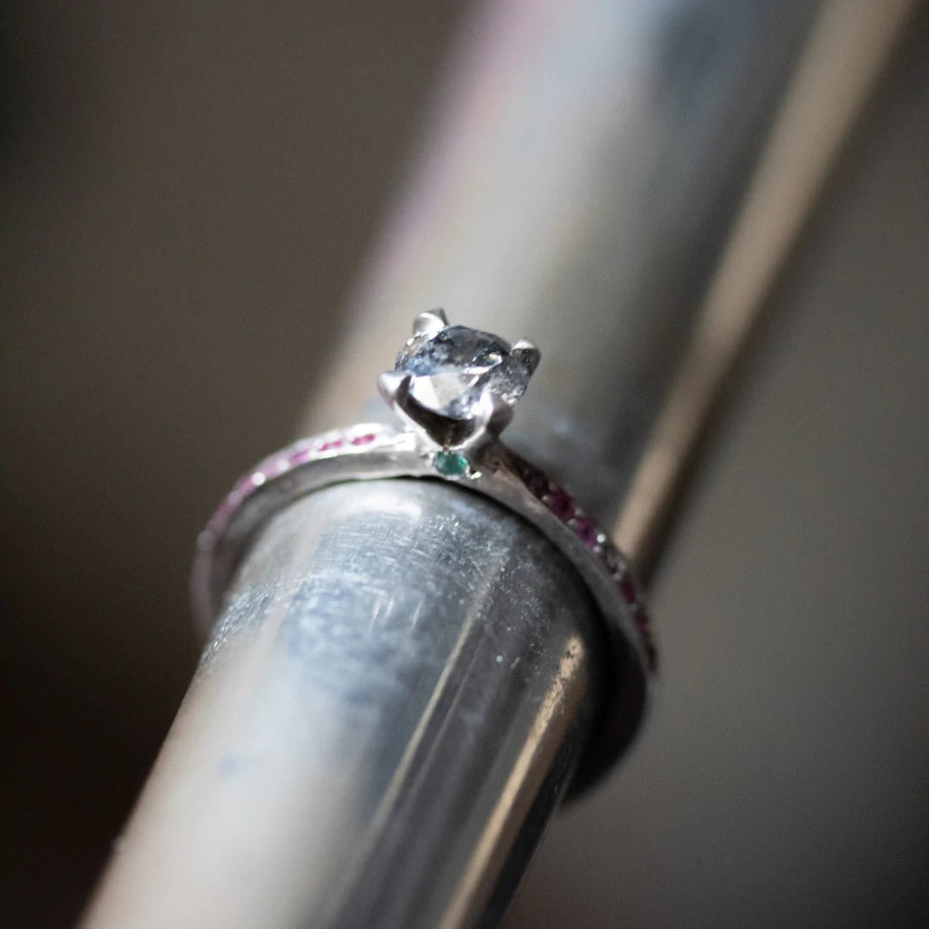 Freya Engagement Ring - .75 CARAT SALT & PEPPER ENGAGEMENT RING 18K GERY GOLD - Machinations