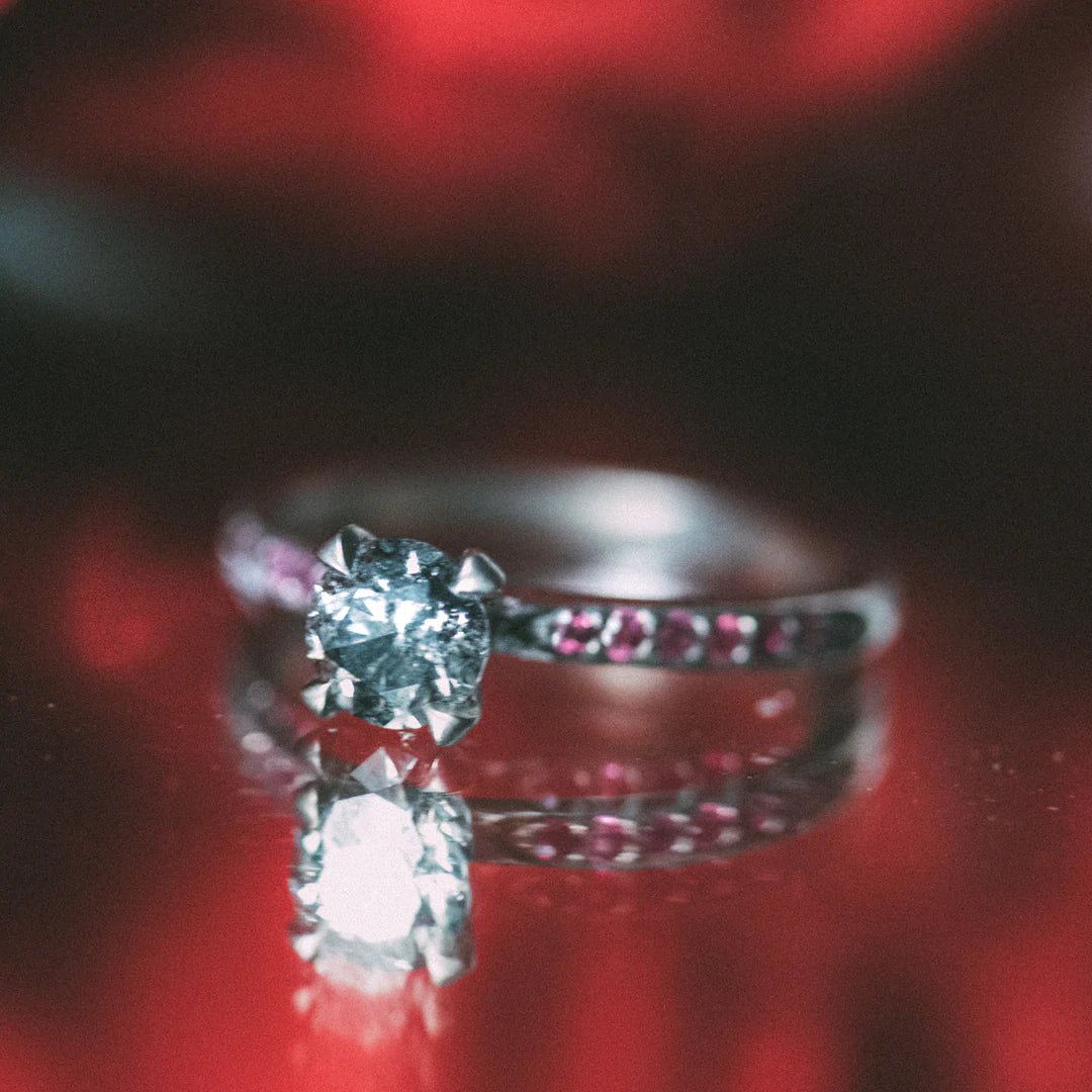 Freya Engagement Ring - .75 CARAT SALT & PEPPER ENGAGEMENT RING 18K GERY GOLD - Machinations