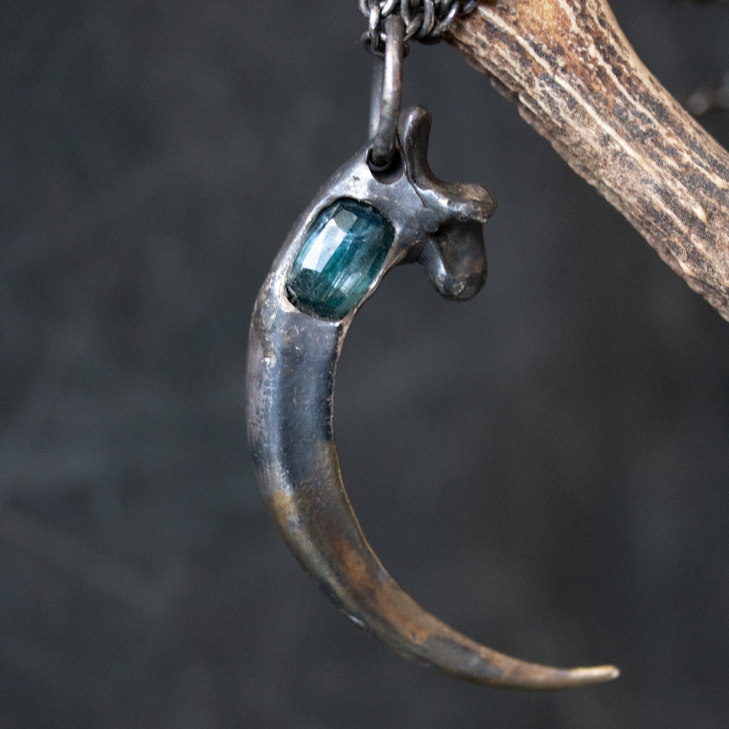 Golden Eagle Talon with Blue Green Tourmaline - Machinations