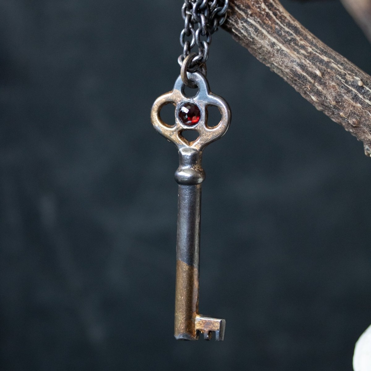 Hekate’s Crossroads Key with Almandine Garnet: A Symbol of Transformation, Passion, and the Power of Choice - Machinations