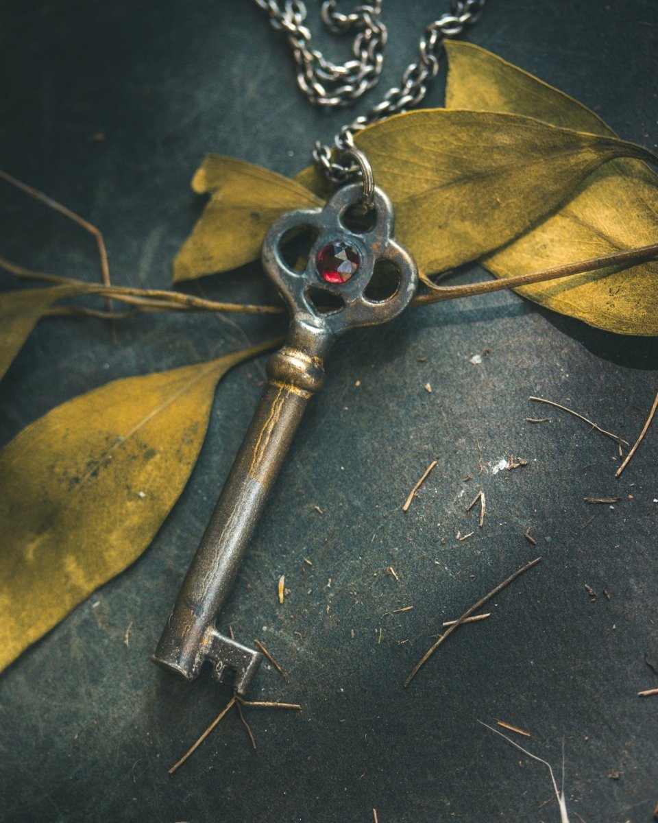 Hekate’s Crossroads Key with Almandine Garnet: A Symbol of Transformation, Passion, and the Power of Choice - Machinations