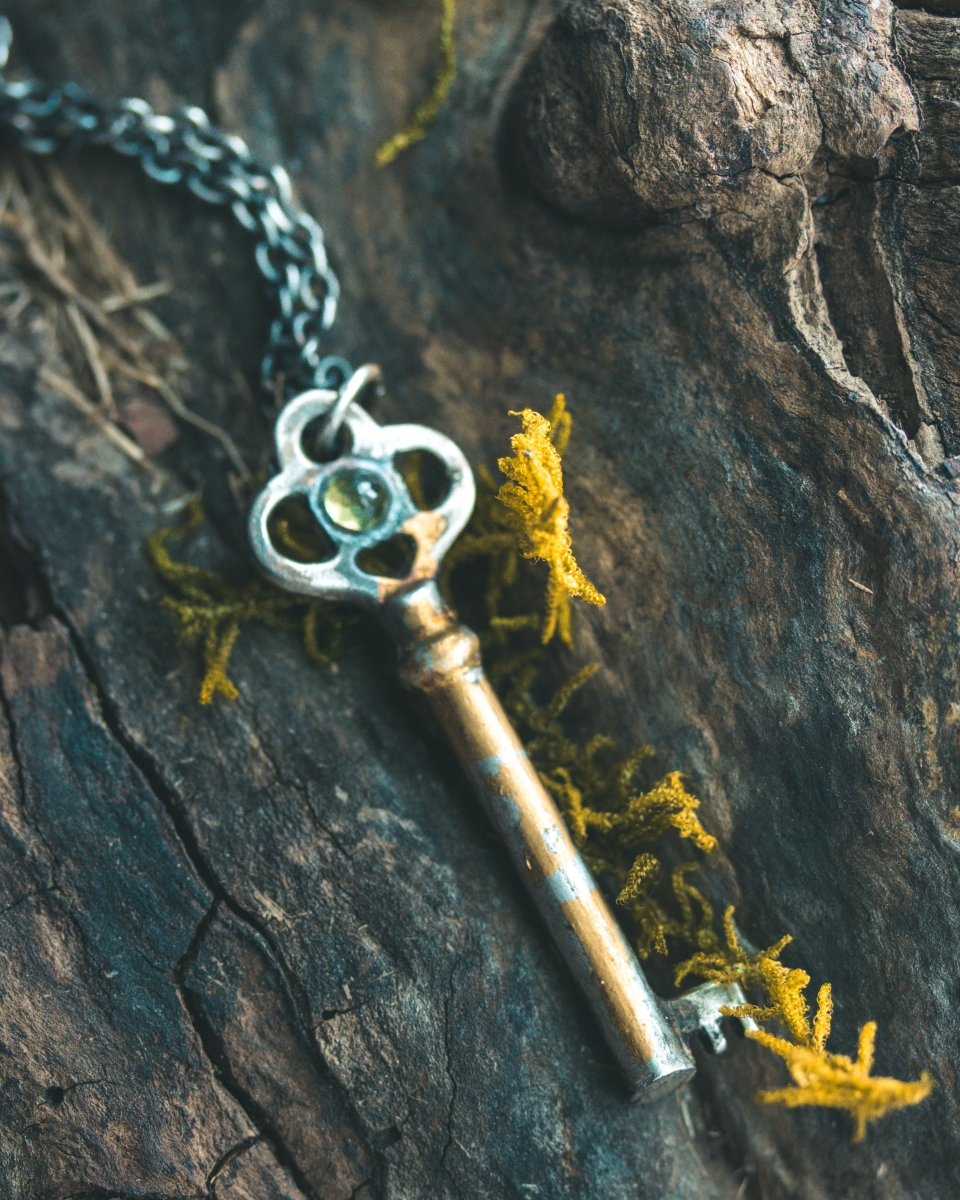Hekate’s Crossroads Key with Peridot – Ready to Ship Talisman of Guidance, Transformation, and Inner Growth - Machinations