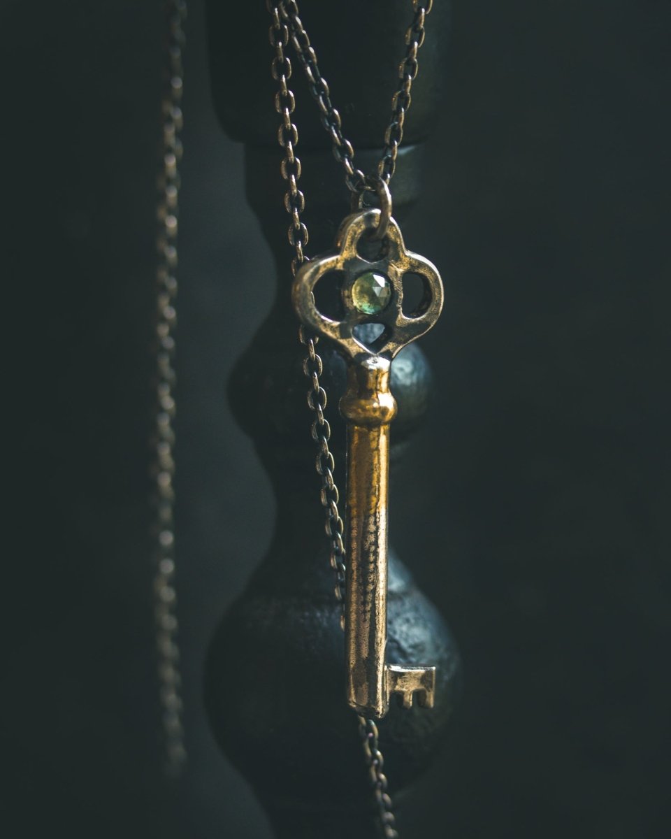 Hekate's Crossroads Key with Tsavorite Garnet – A One of a Kind Talisman of Rare Power, Transformation, and the Liminal Threshold - Machinations