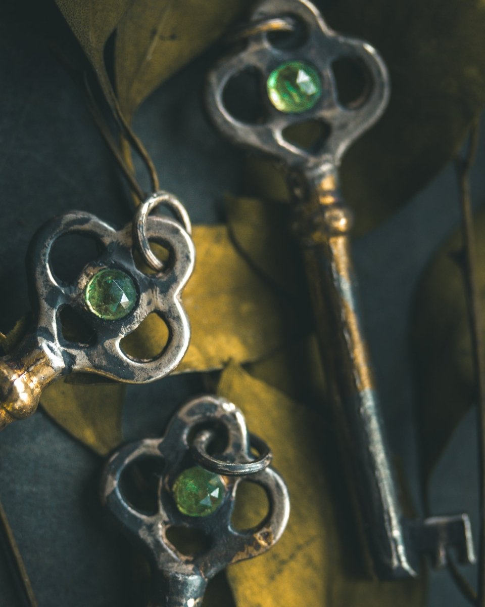 Hekate's Crossroads Key with Tsavorite Garnet – A One of a Kind Talisman of Rare Power, Transformation, and the Liminal Threshold - Machinations